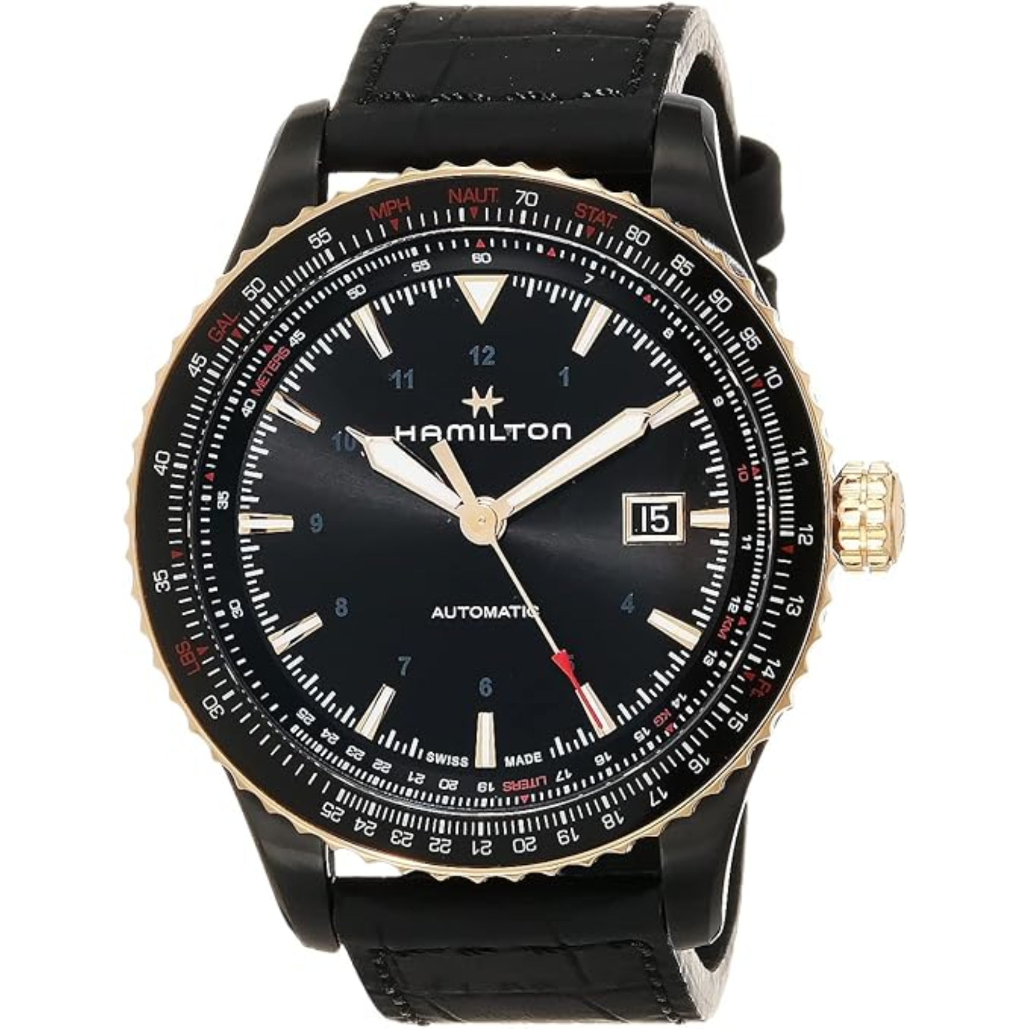 Hamilton Khaki Aviation Converter Automatic Black PVD Black Leather Strap Men's Watch H76635730