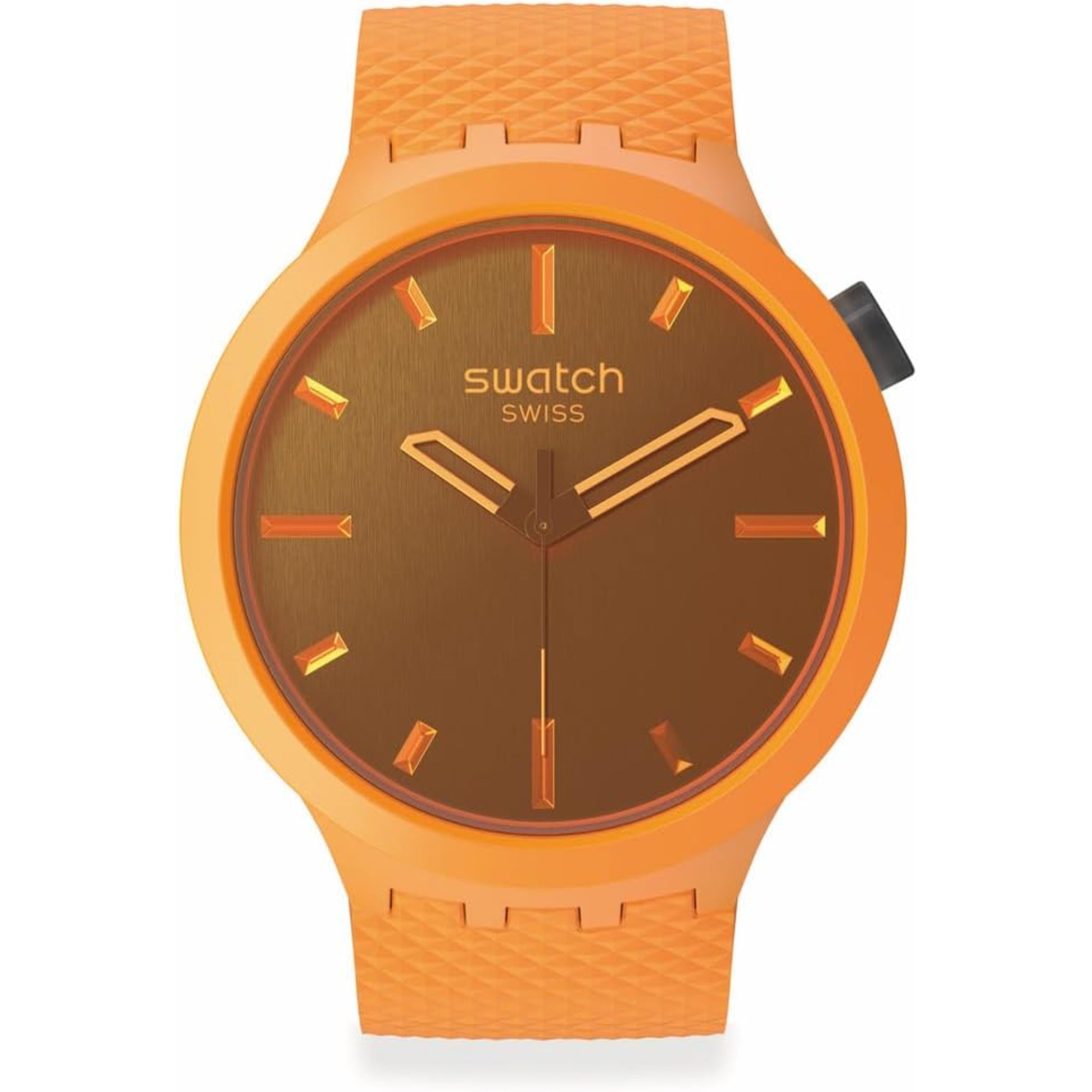 Swatch Big Bold Crushing Orange Bio-Sourced Case Silicone Strap Watch SB05O102