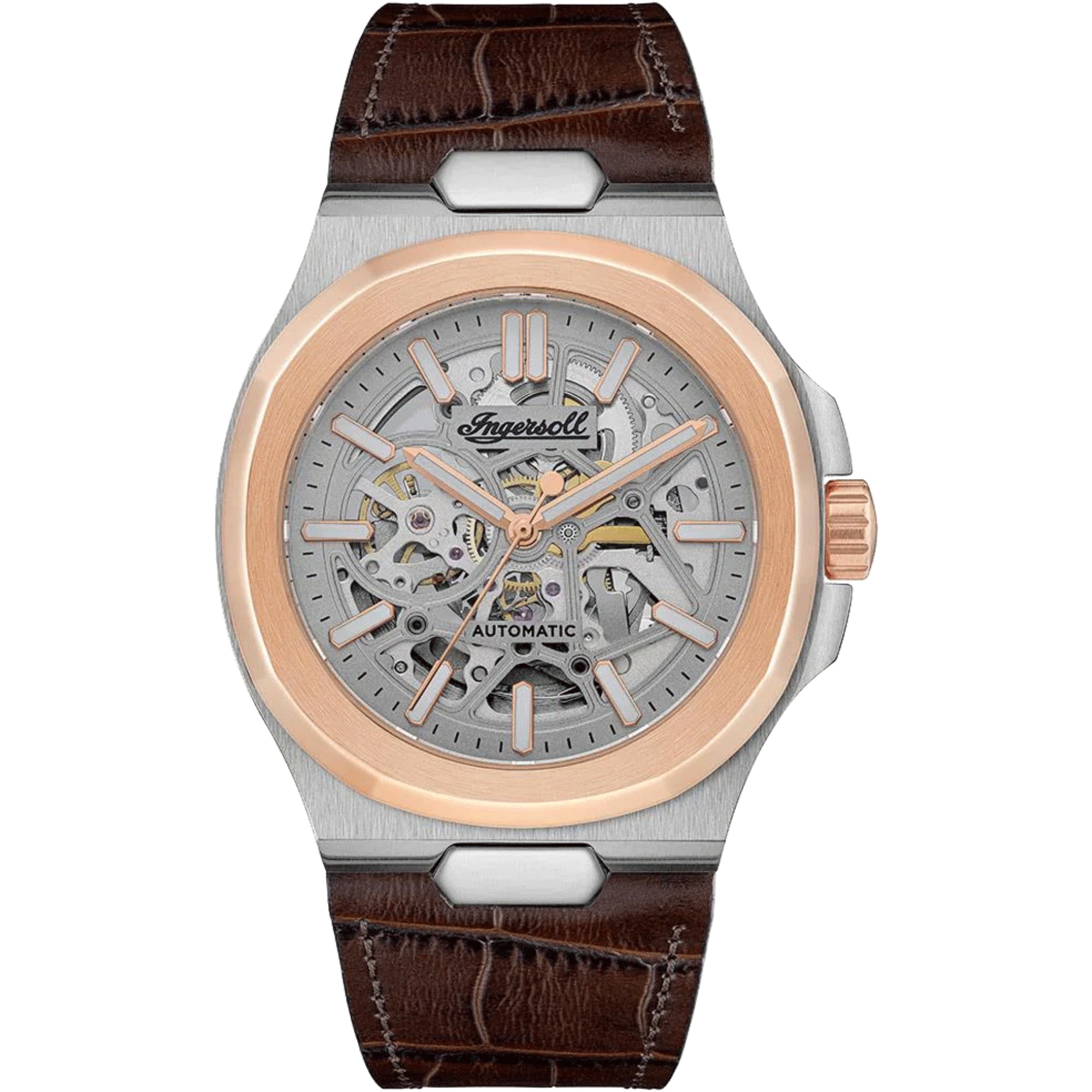 Ingersoll The Catalina  Automatic Silver Dial Brown Leather Strap Men's Watch I12503