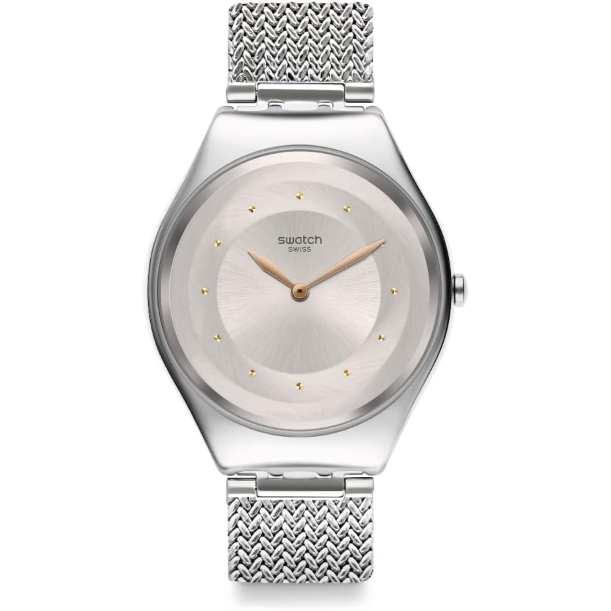 Swatch Skin Irony SkinSand Milanese Mesh Bracelet Beige Dial Ladies Watch SYXS117M