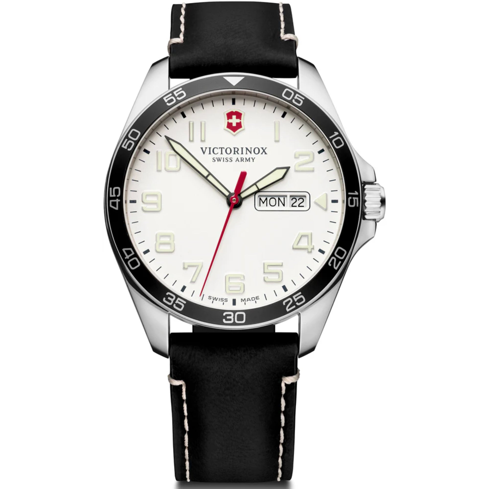 Victorinox Fieldforce Quartz White Dial Black Leather Strap Men's Watch 241847