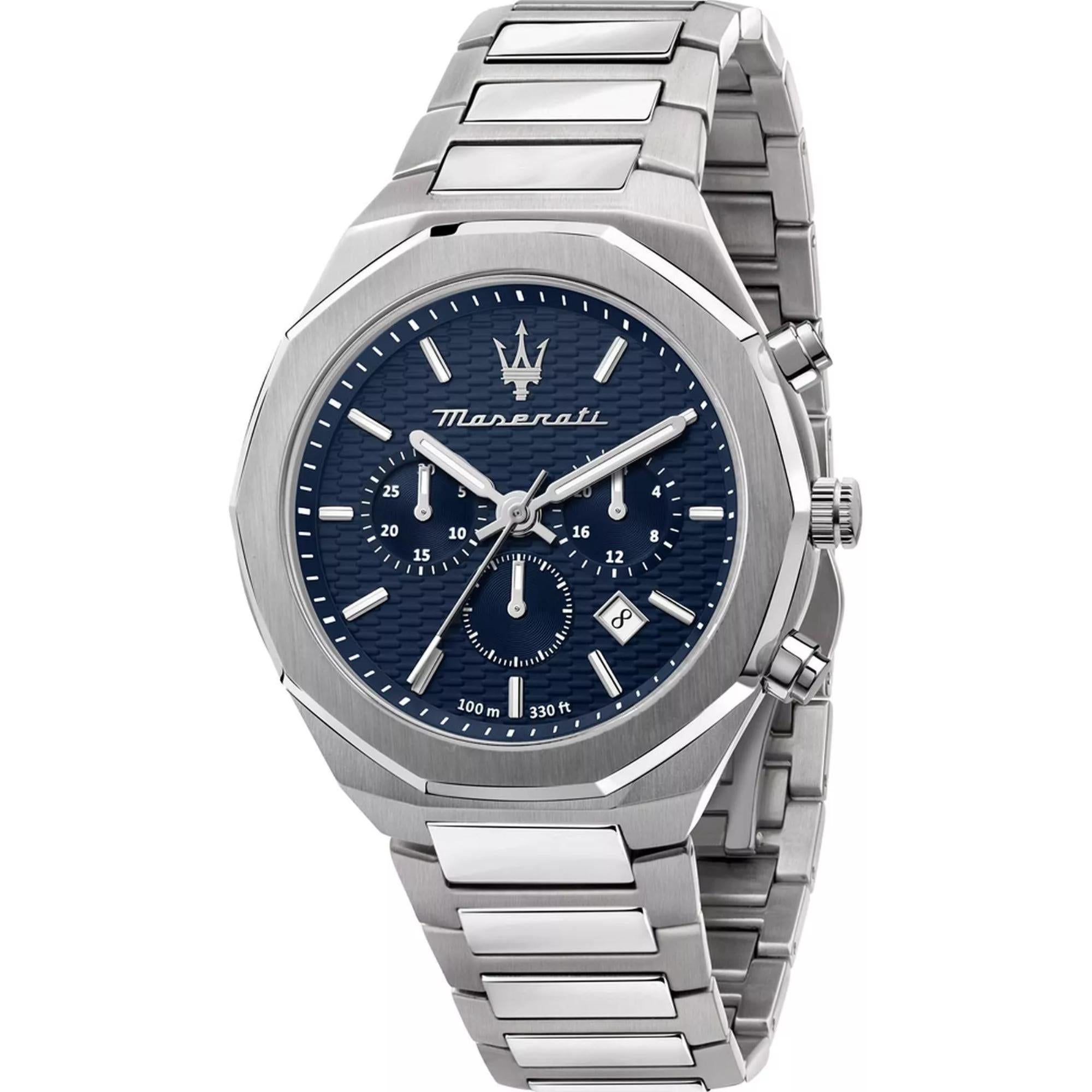 Maserati Stile Quartz Blue Chronograph Dial Steel Bracelet Men's Watch R8873642006
