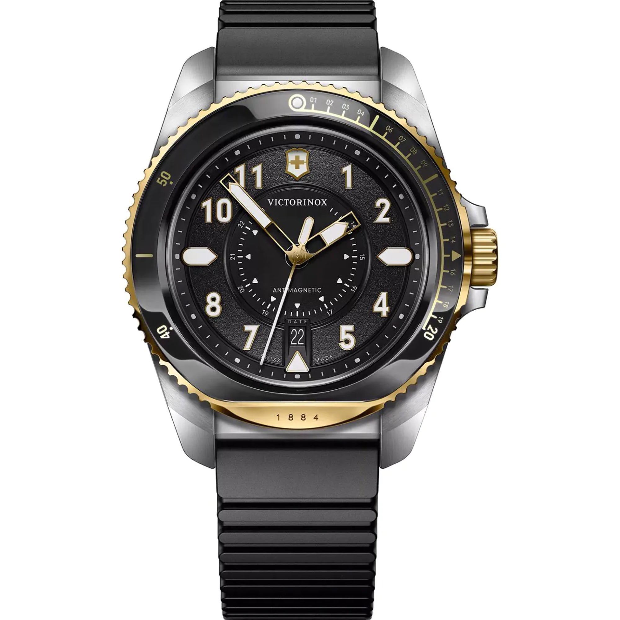 Victorinox Journey 1884 Black Dial Black Rubber Strap Men's Watch 242014