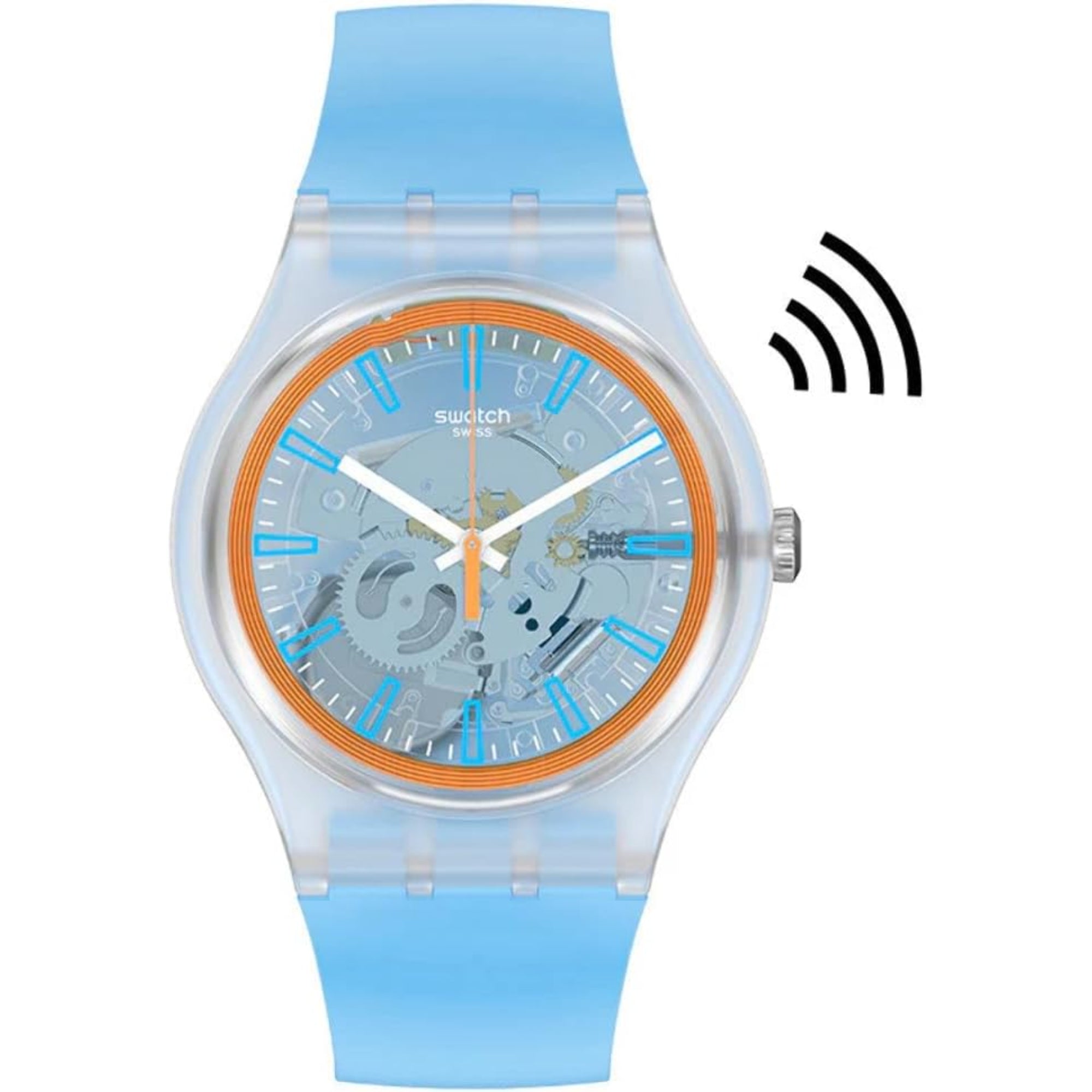 Swatch SwatchPAY! Sea Pay! Quartz Transparent Dial Blue Silicone Strap Unisex Watch SVIK102-5300