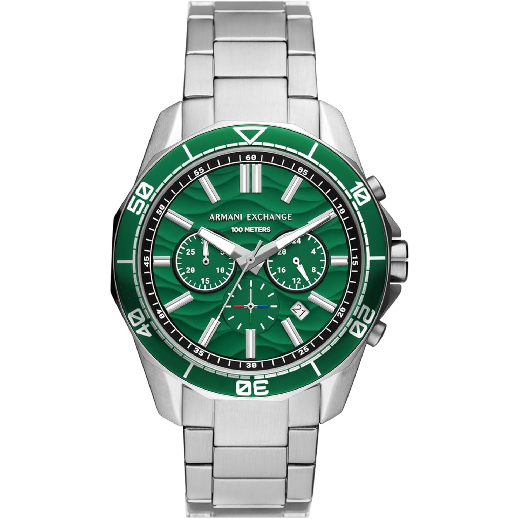Armani Exchange Spencer Chronograph Quartz Green Dial Steel Strap Men's Watch AX1957