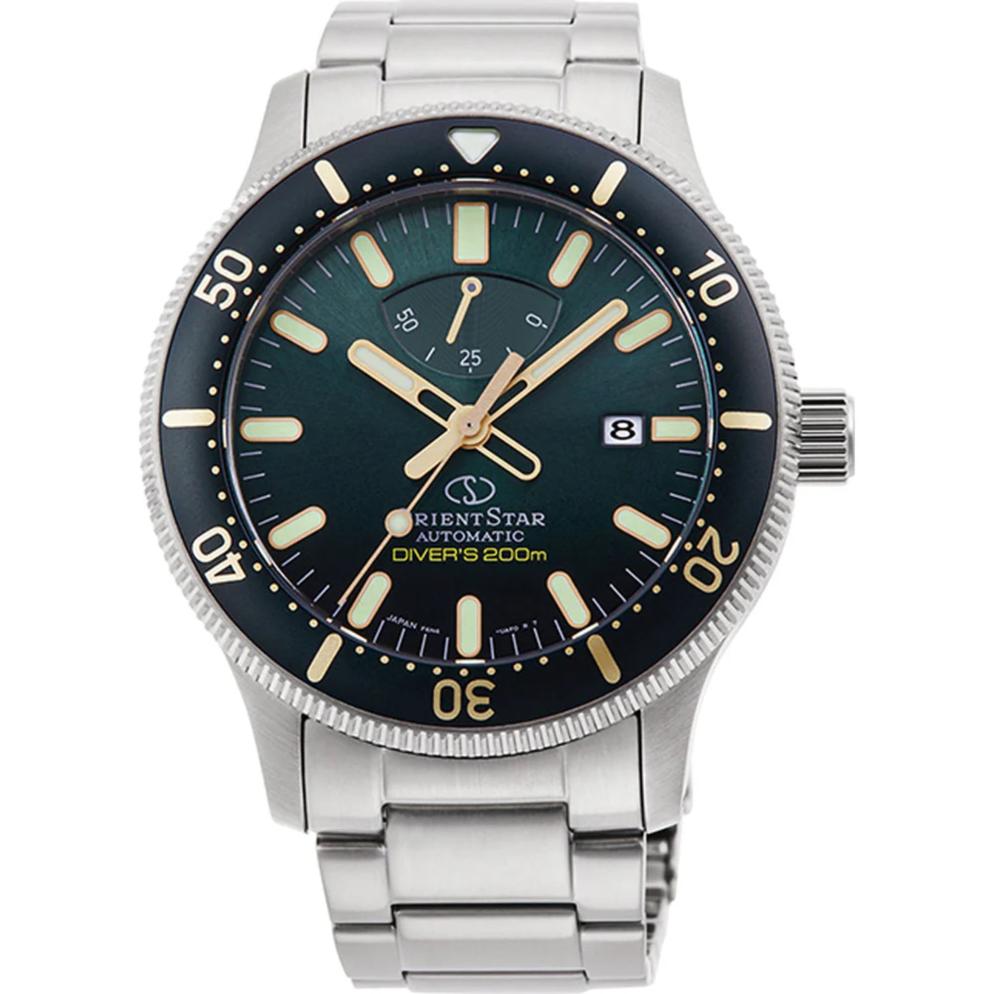 Orient Star ISO Diver Automatic Green Dial Stainless Steel Bracelet Mens Watch RE-AU0307E00B