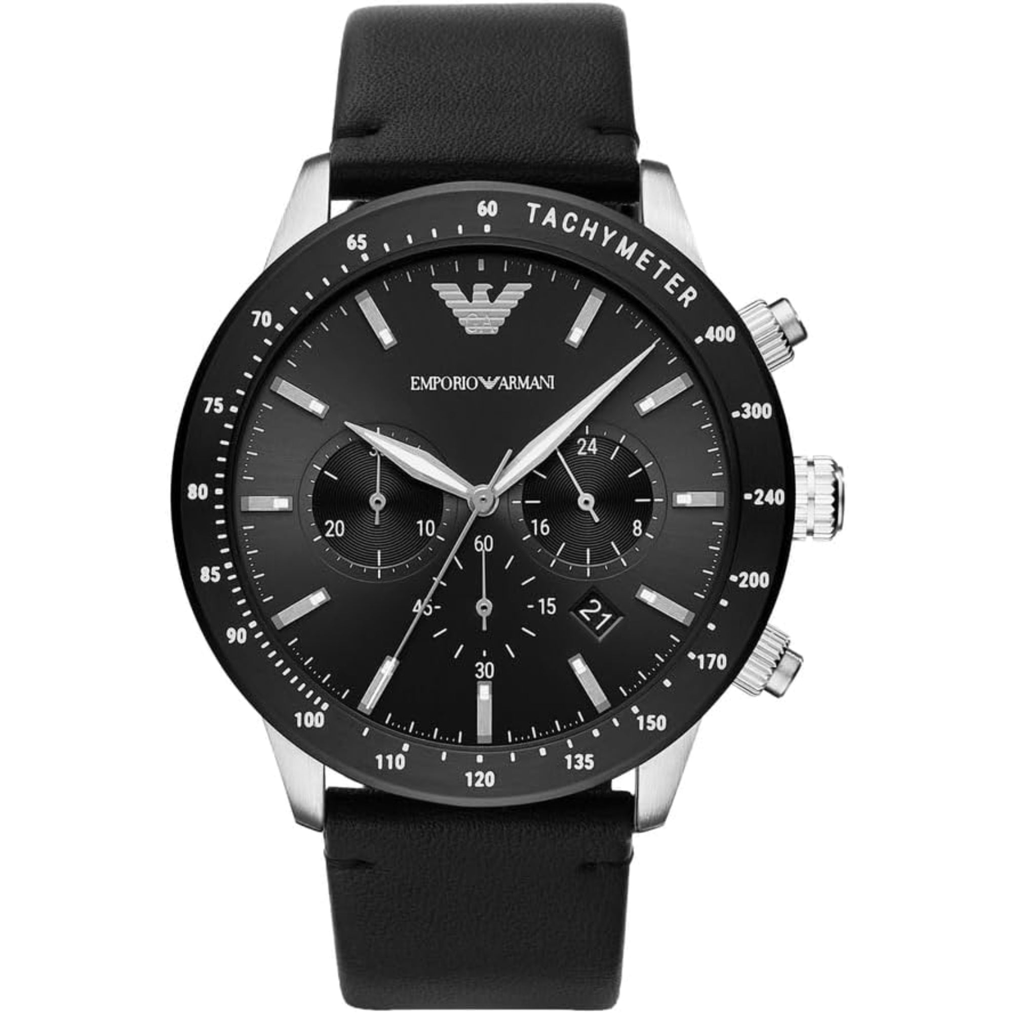 Emporio Armani Mario Chronograph Quartz Black Dial Stainless Steel Strap Men's Watch AR11243