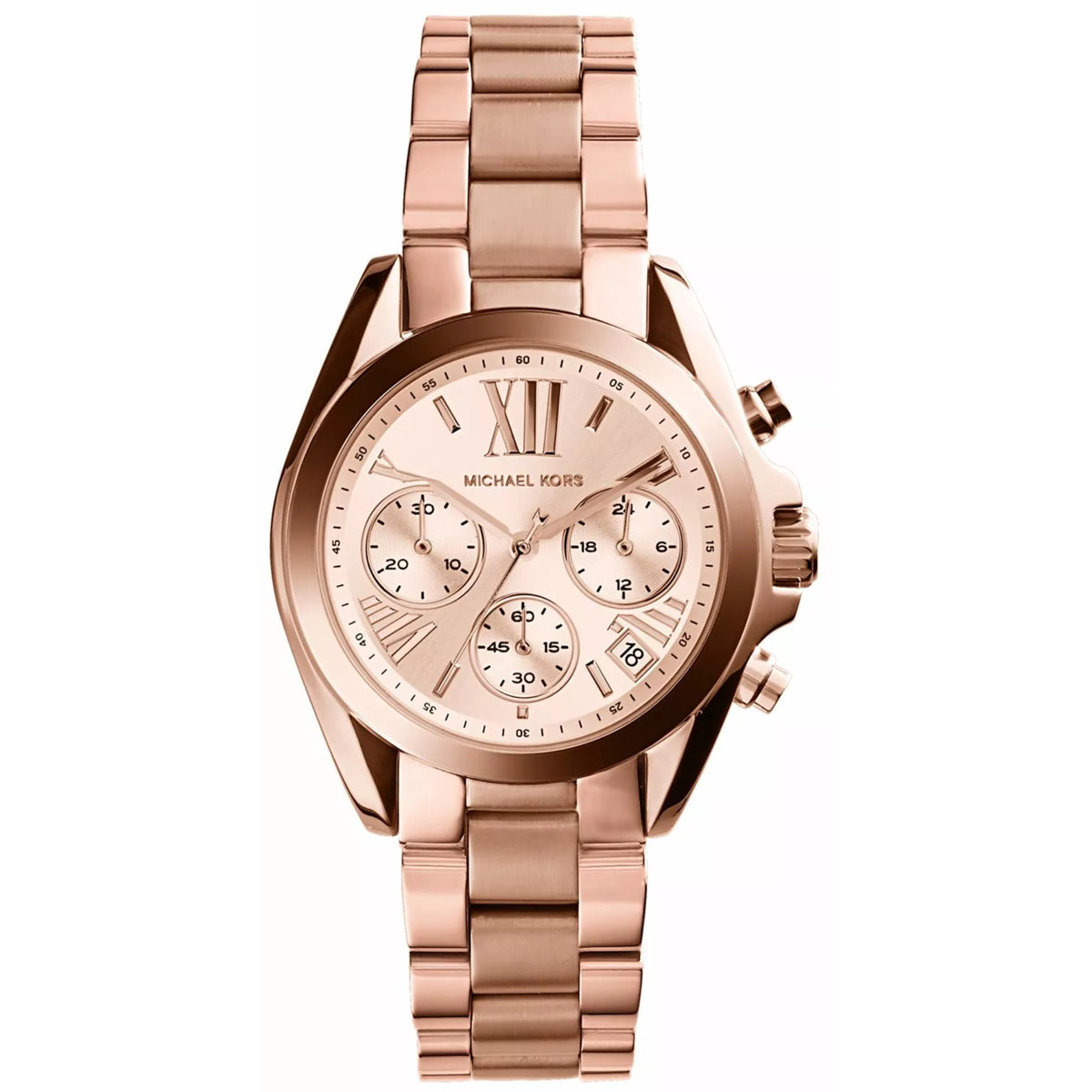 Michael Kors MK-5799 Womens Watch 37mm Rose Gold Tone Chronograph New Battery 6\