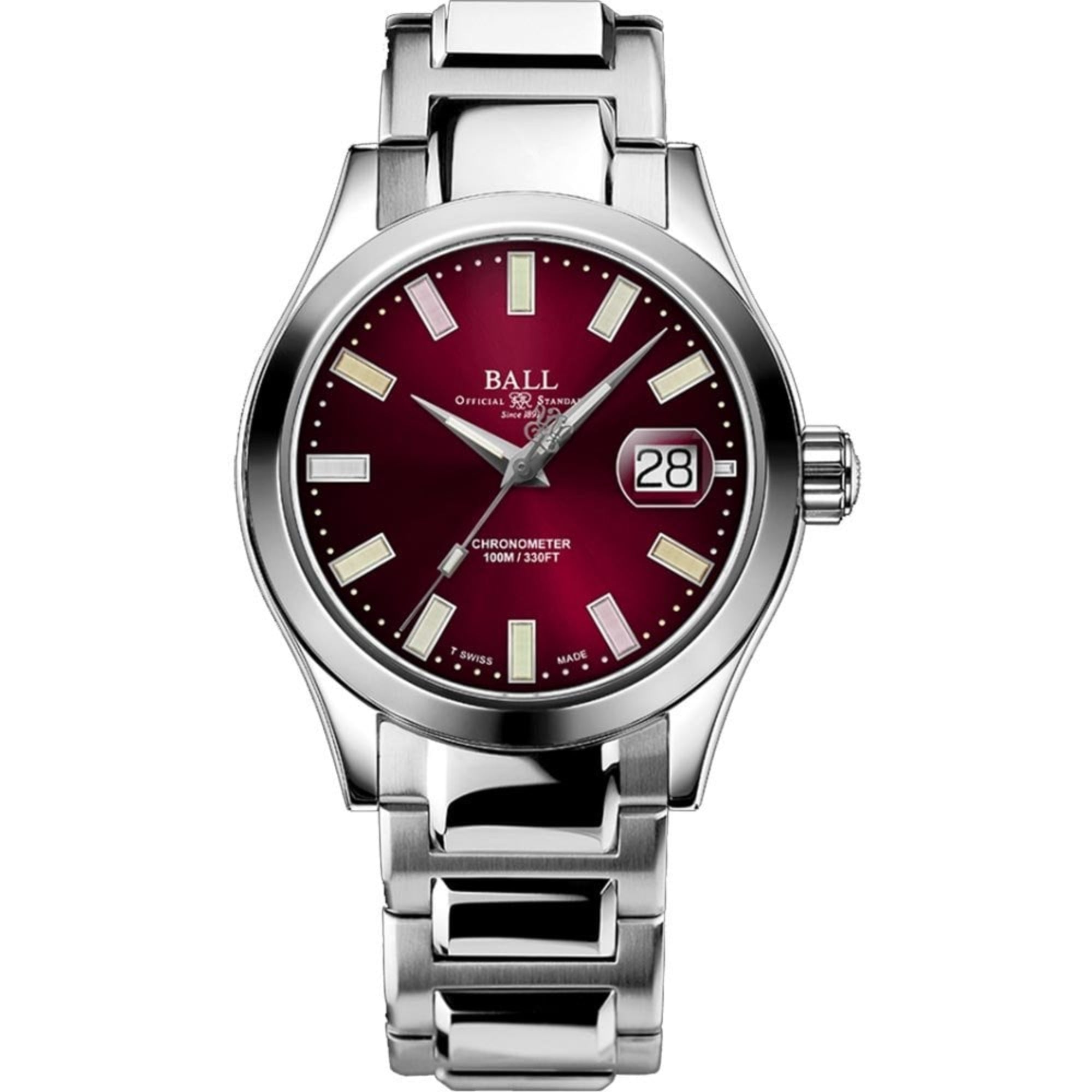 Ball Engineer III Marvelight Rainbow Tubes Red Dial Steel Bracelet Men's Watch NM9026C-S27C-RDR