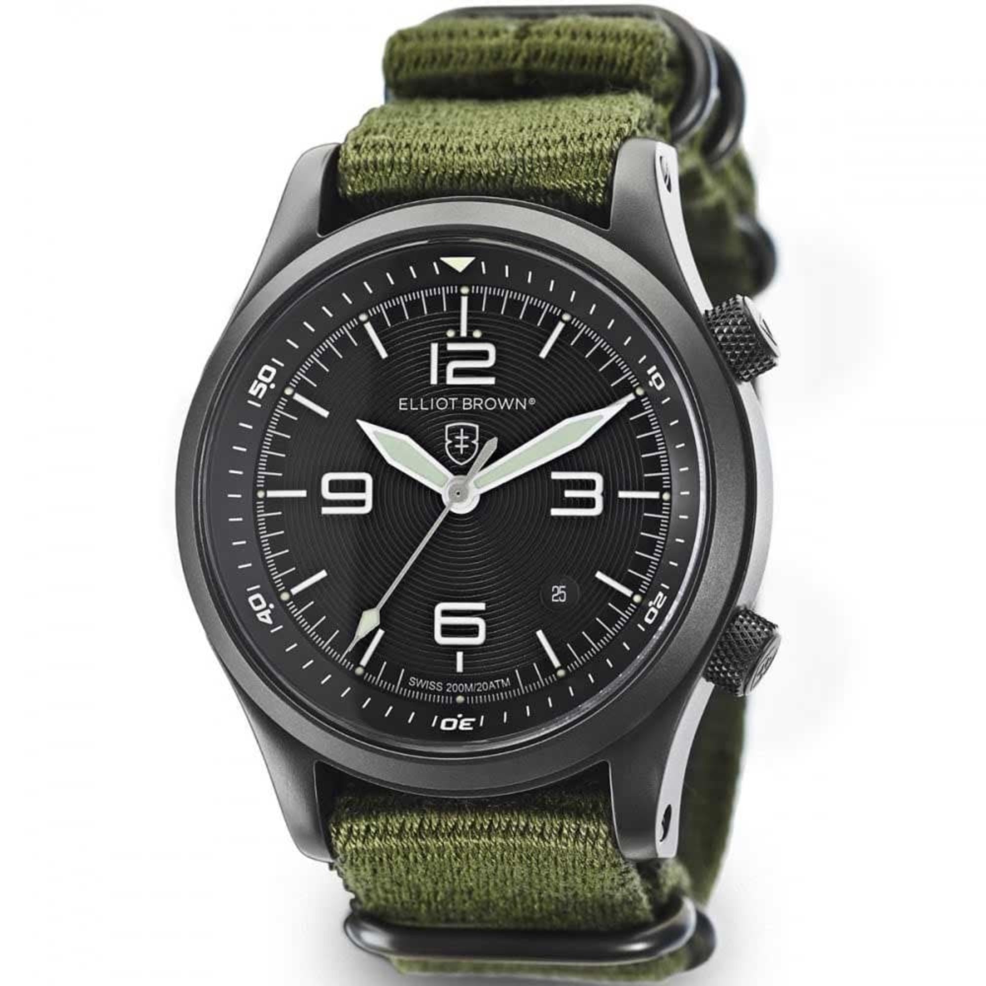 Elliot Brown Canford Black Dial Green Textile Strap Men’s Watch 202-004-N01