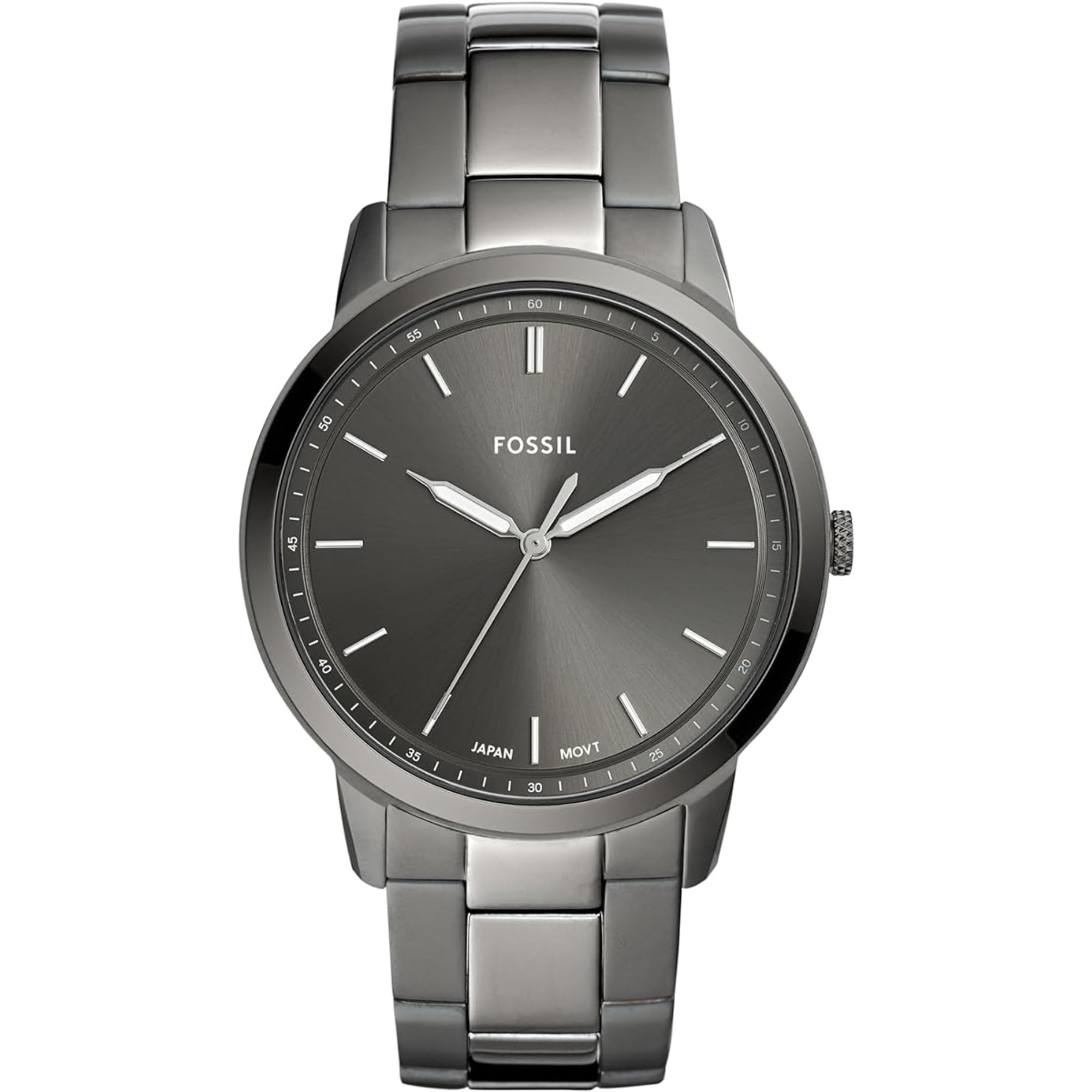 メンズ腕時計、Fossilブランド、カラー：ダークグレー（マット） Fossil Minimalist 44mm Grey Dial Smoke Steel Mens Watch FS5459