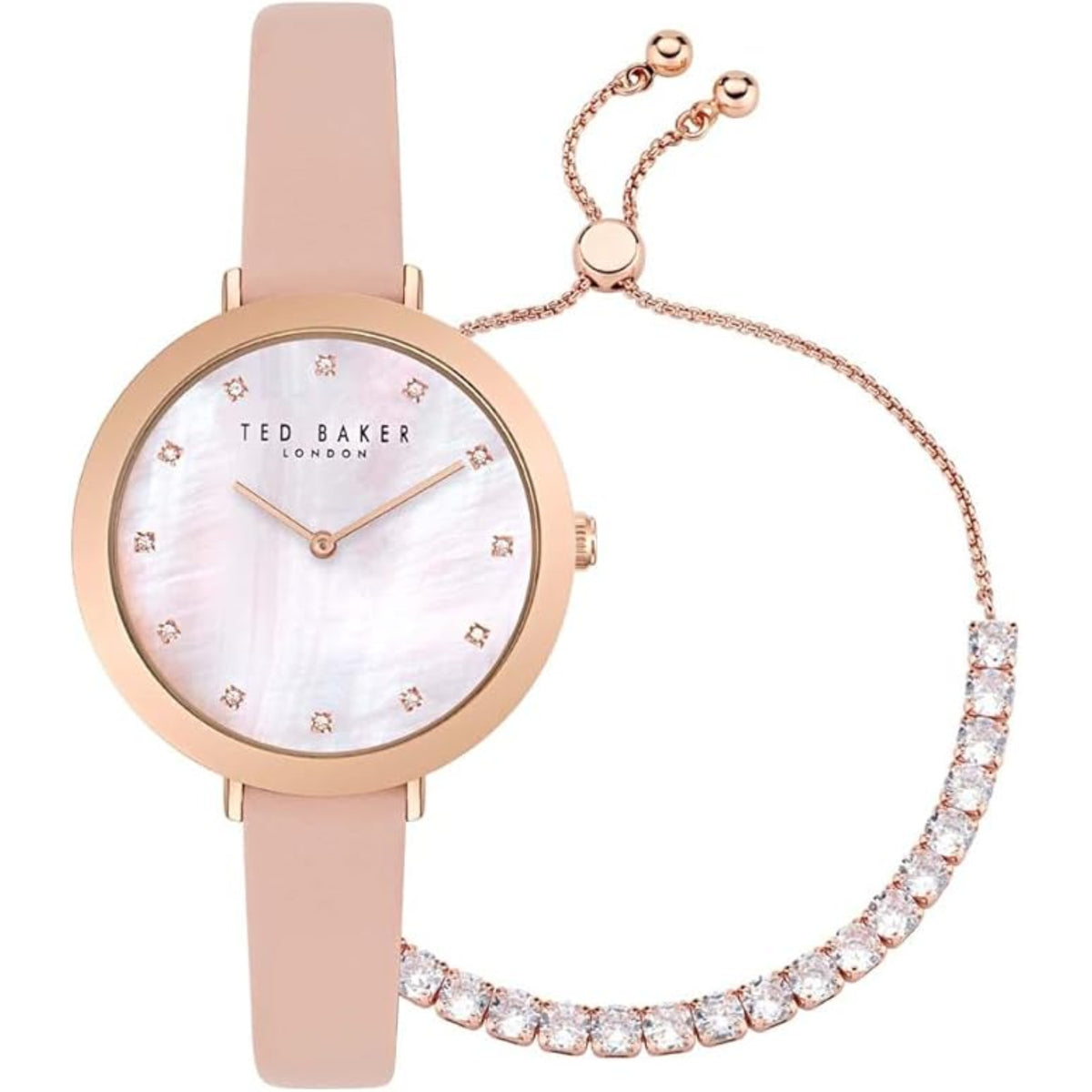 Ted Baker Ammy Gold & Pink Leather Strap Watch – NIB Ted Baker Pink Dial Leather Strap Ladies Watch BKGFW2304 main image 3