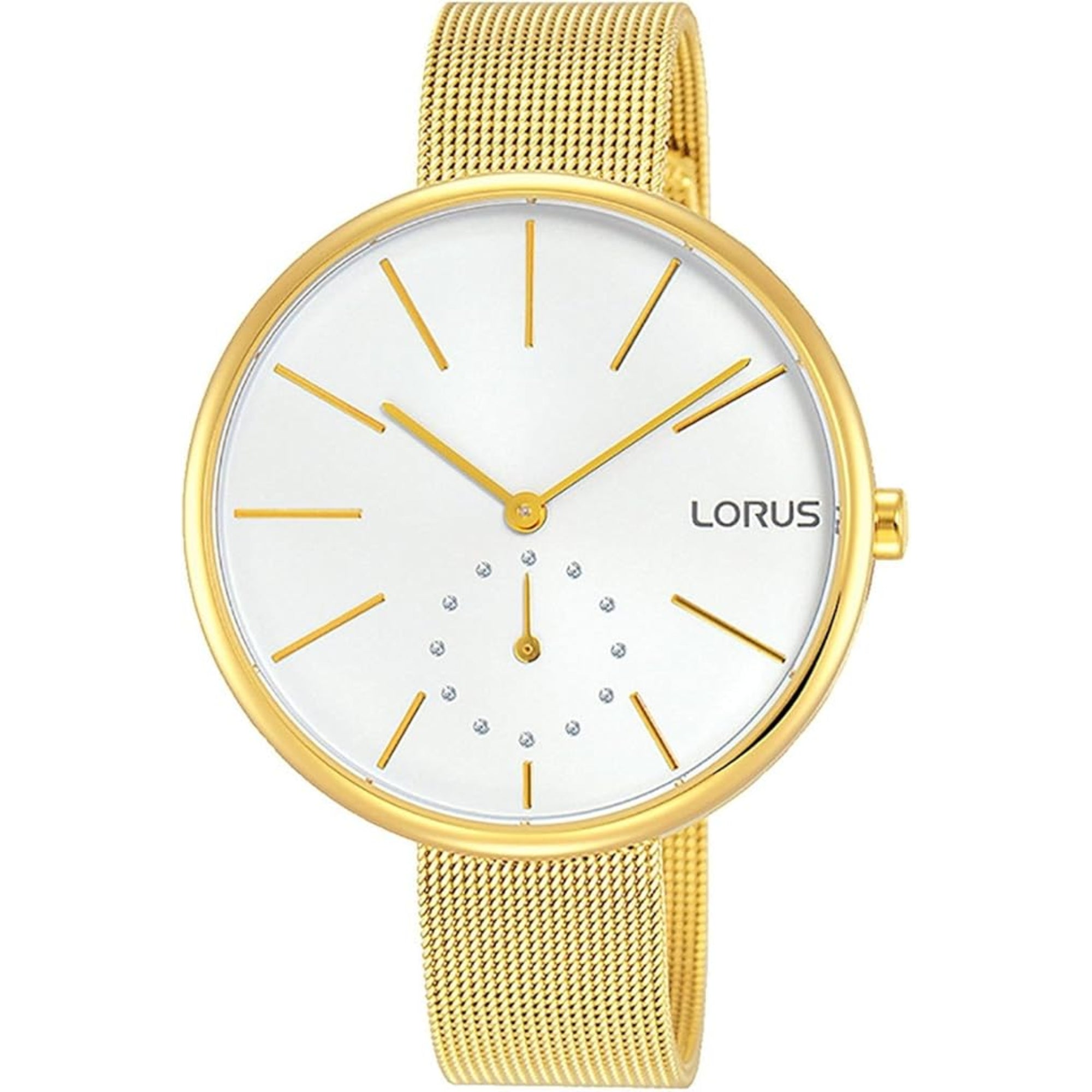 Lorus Dress Gold Mesh White Dial Women's Watch RN422AX9