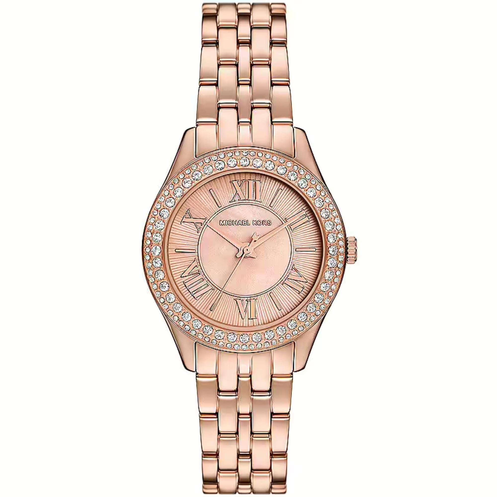 Michael Kors Harlowe  Rose Gold-Tone Stainless Steel Mother-of-Pearl Dial Women's Watch MK4845