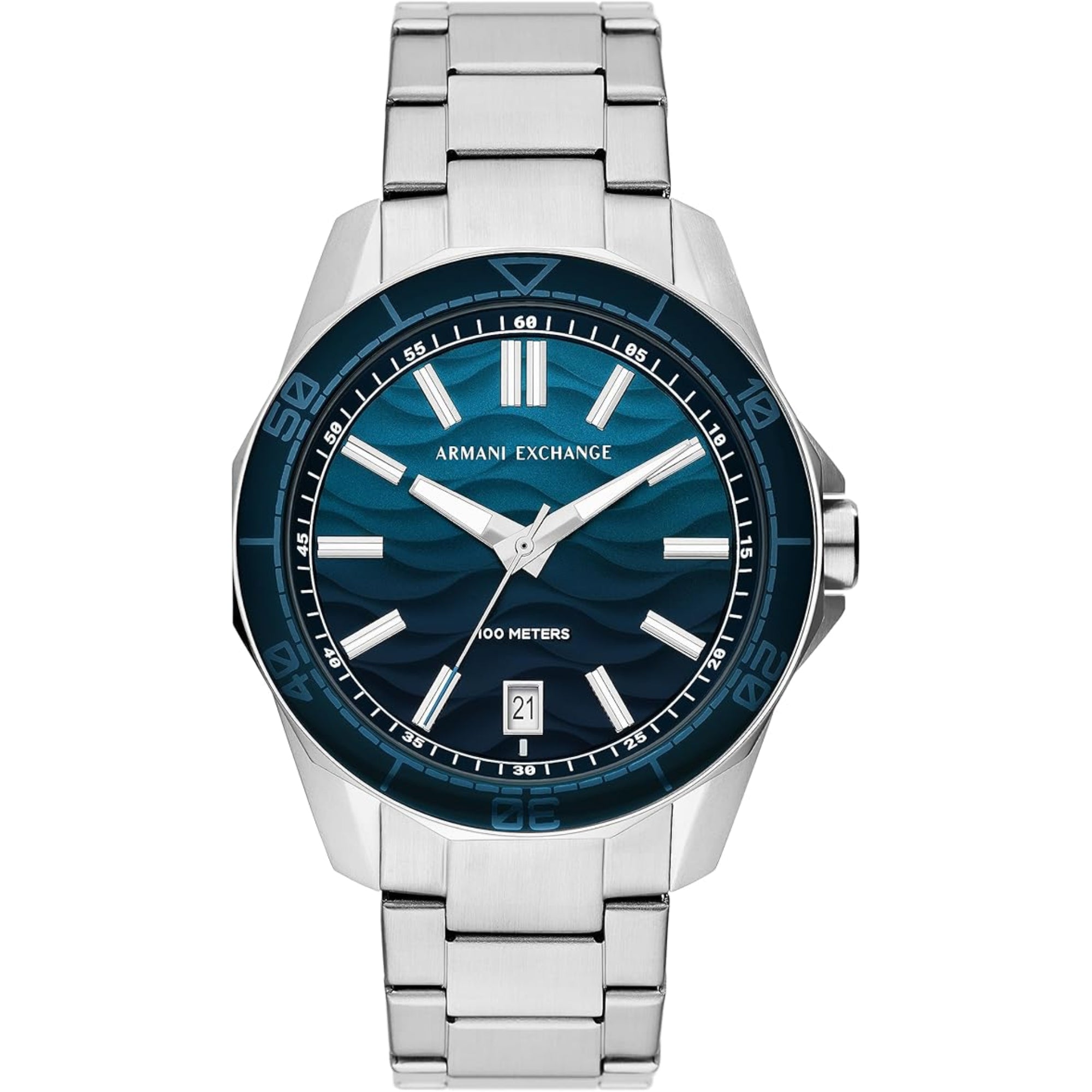 Armani Exchange Quartz Blue Dial Stainless Steel Strap Men’s Watch AX1950