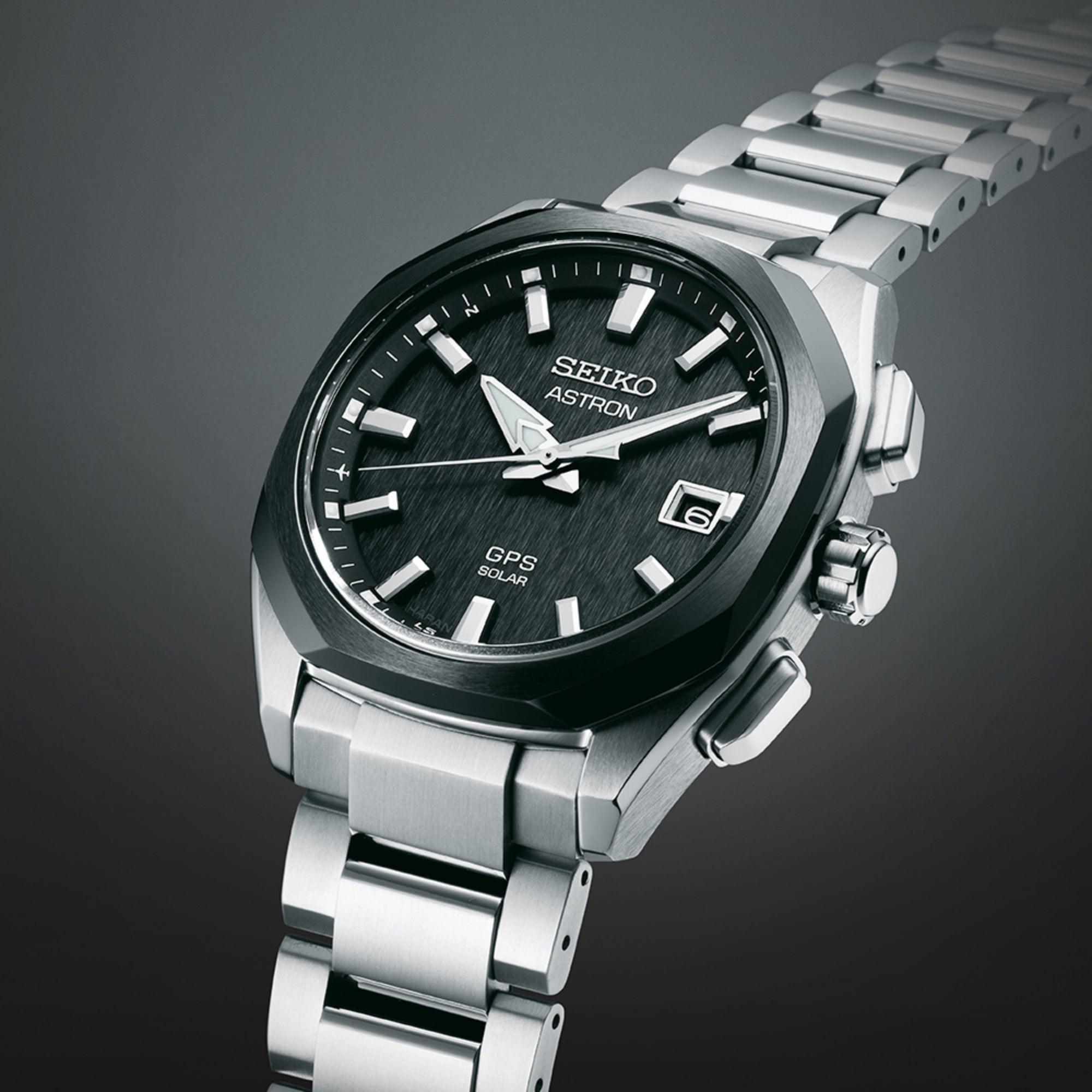 Seiko Astron GPS Solar Quartz Black Dial Stainless Steel Bracelet Men's Watch SSJ007J1