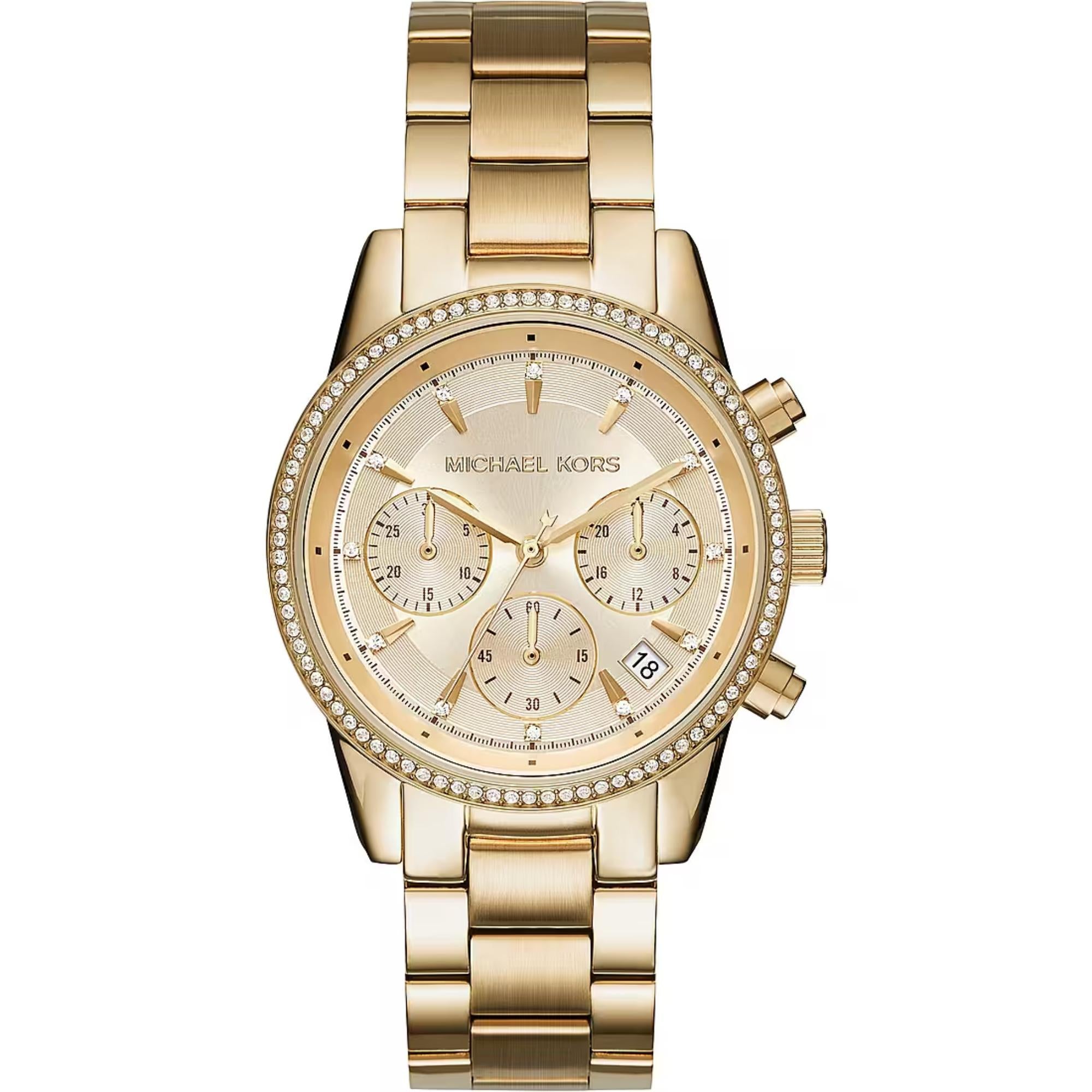 Michael Kors Bryant Chronograph Gold-Tone Stainless Steel Gold Dial Women's Watch MK6356