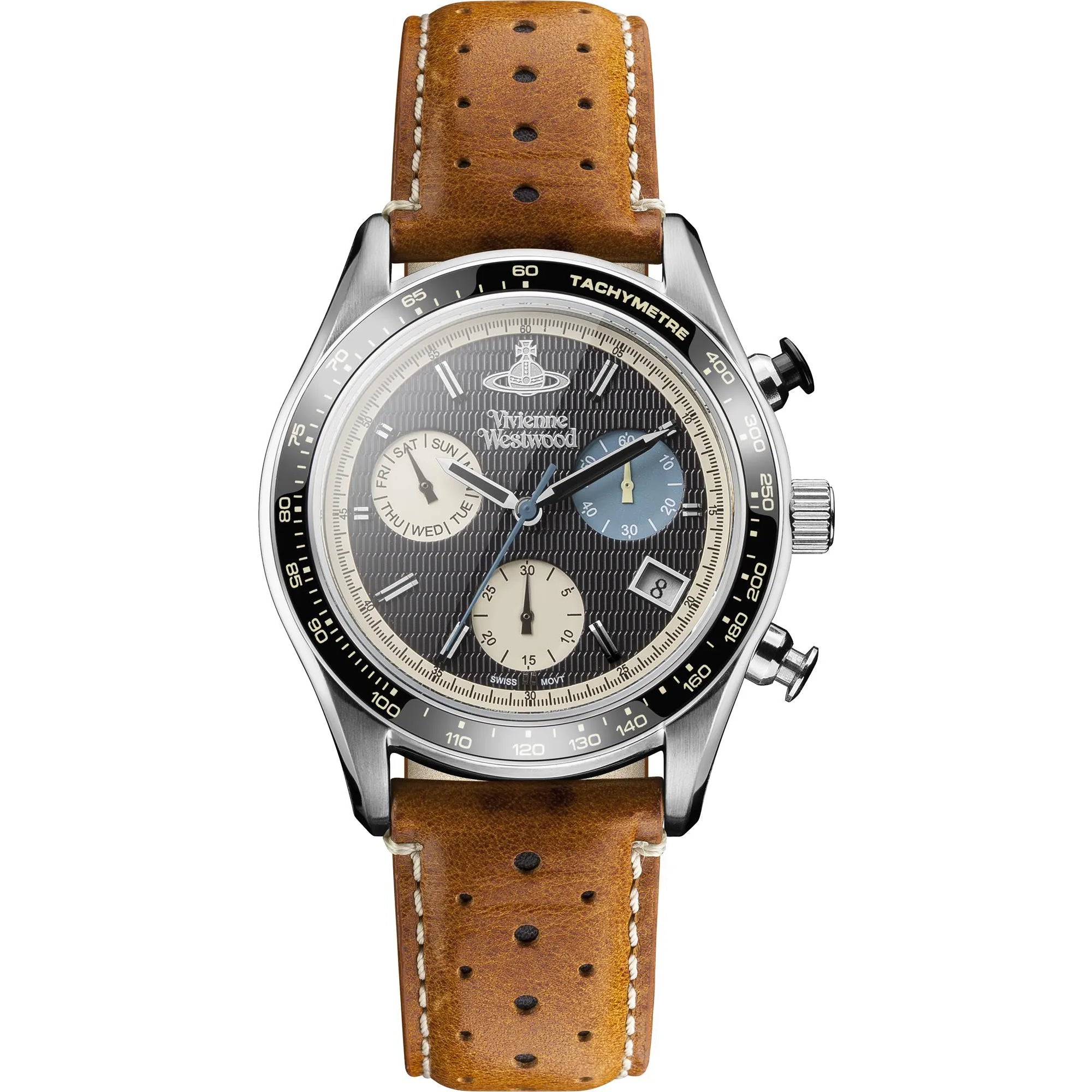 Vivienne Westwood Sotheby Brown Leather Strap Stainless Steel