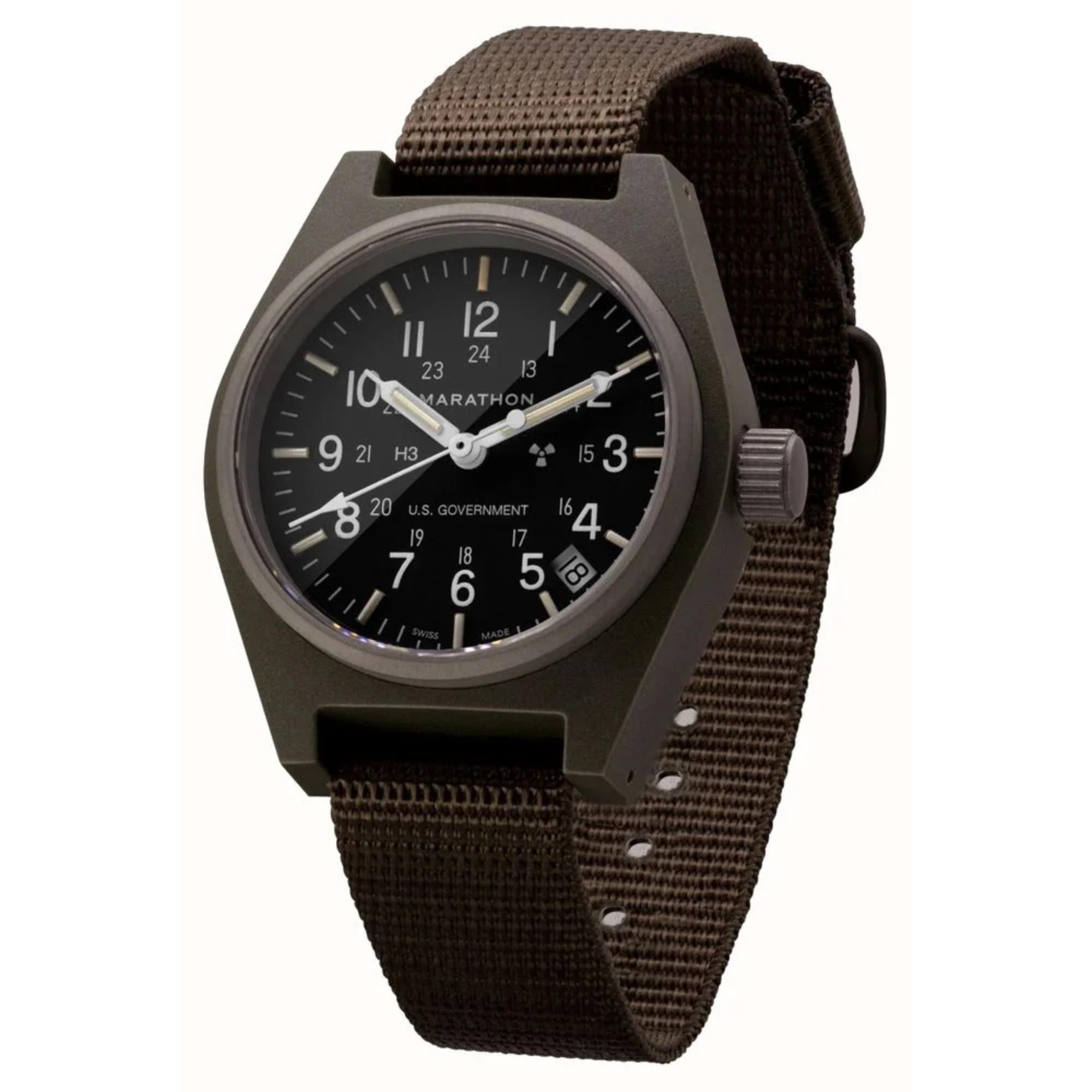 Marathon Sage Green General Purpose with Date (GPQ-D) Quartz Black Dial Men's Watch WW194015SG-0003