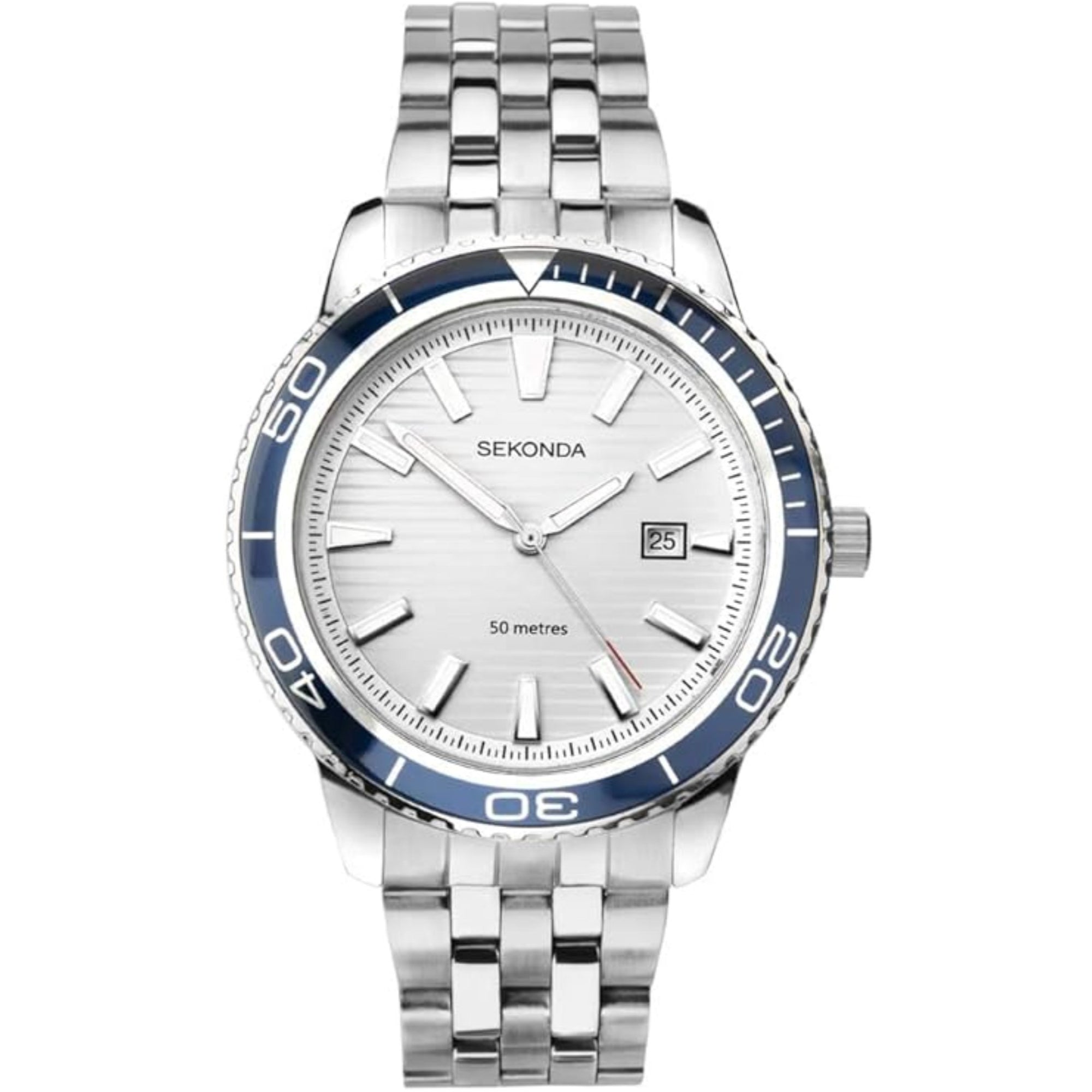 Sekonda Sports Quartz Silver Dial Stainless Steel Bracelet Men's Watch 1790