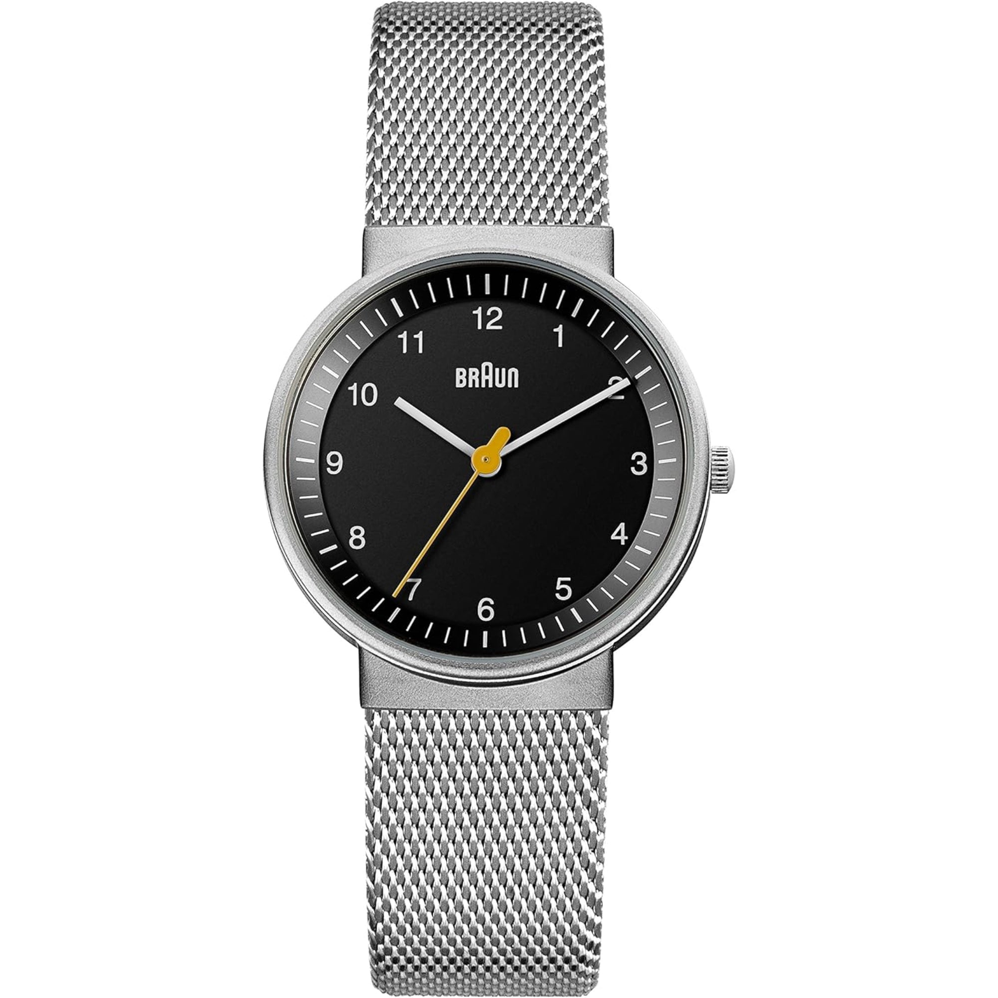 Braun Classic Quartz Black Dial Steel Mesh Strap Ladies Watch BN0031BKSLMHL