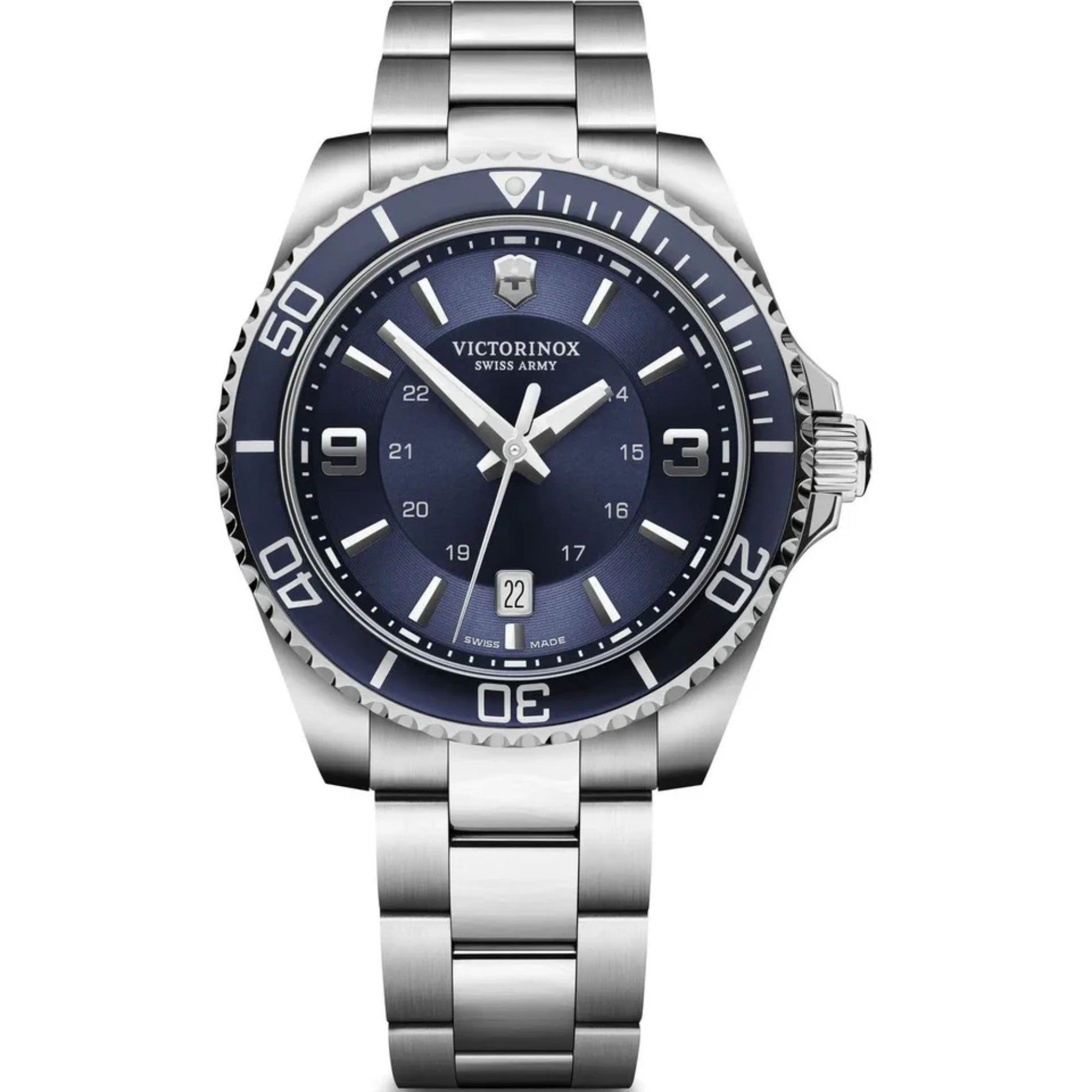 Victorinox Maverick Large Quartz Blue Dial Steel Strap Men's Watch 242007