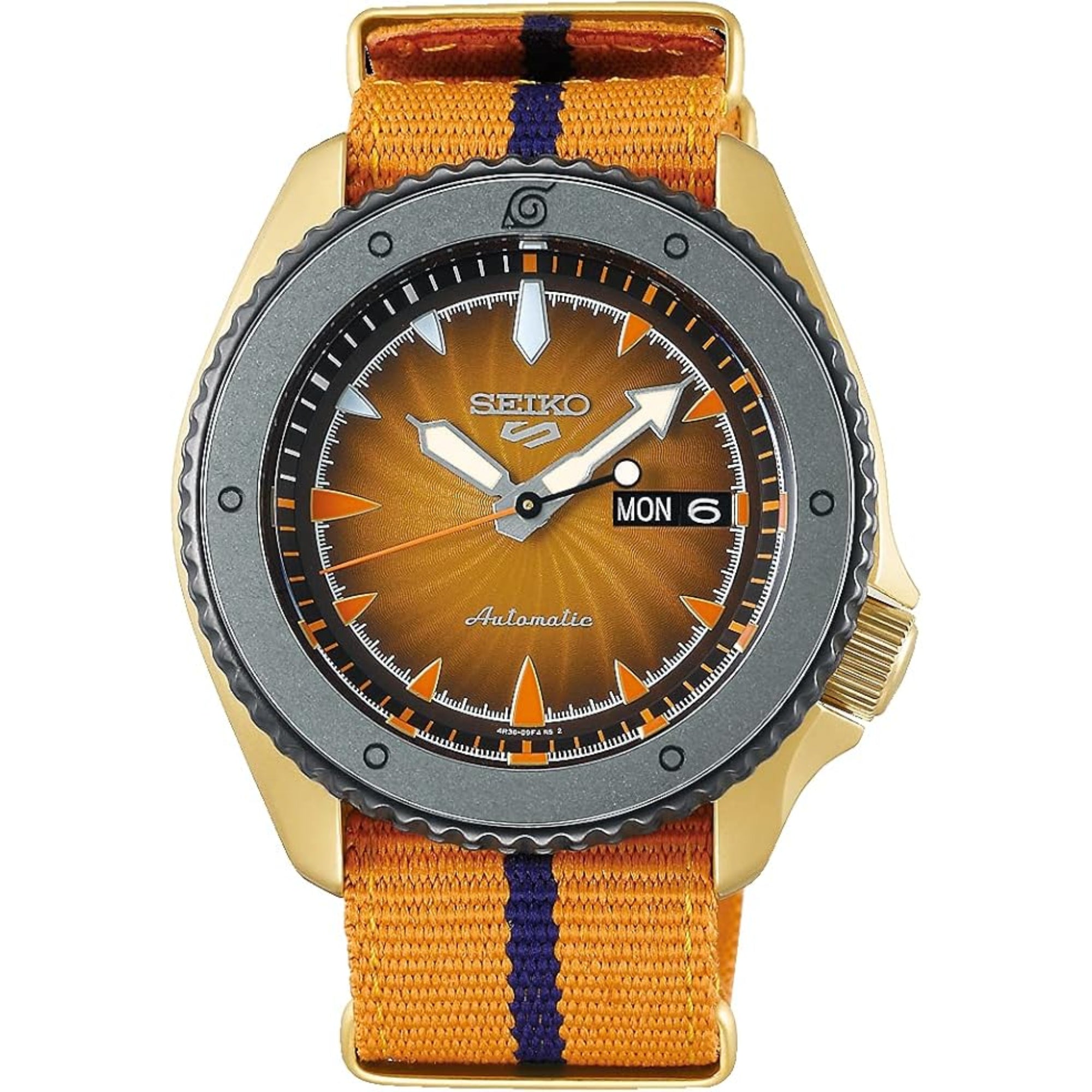 Seiko 5 Sports Naruto & Boruto Automatic Orange Dial Nylon Strap Men's Watch SRPF70K1