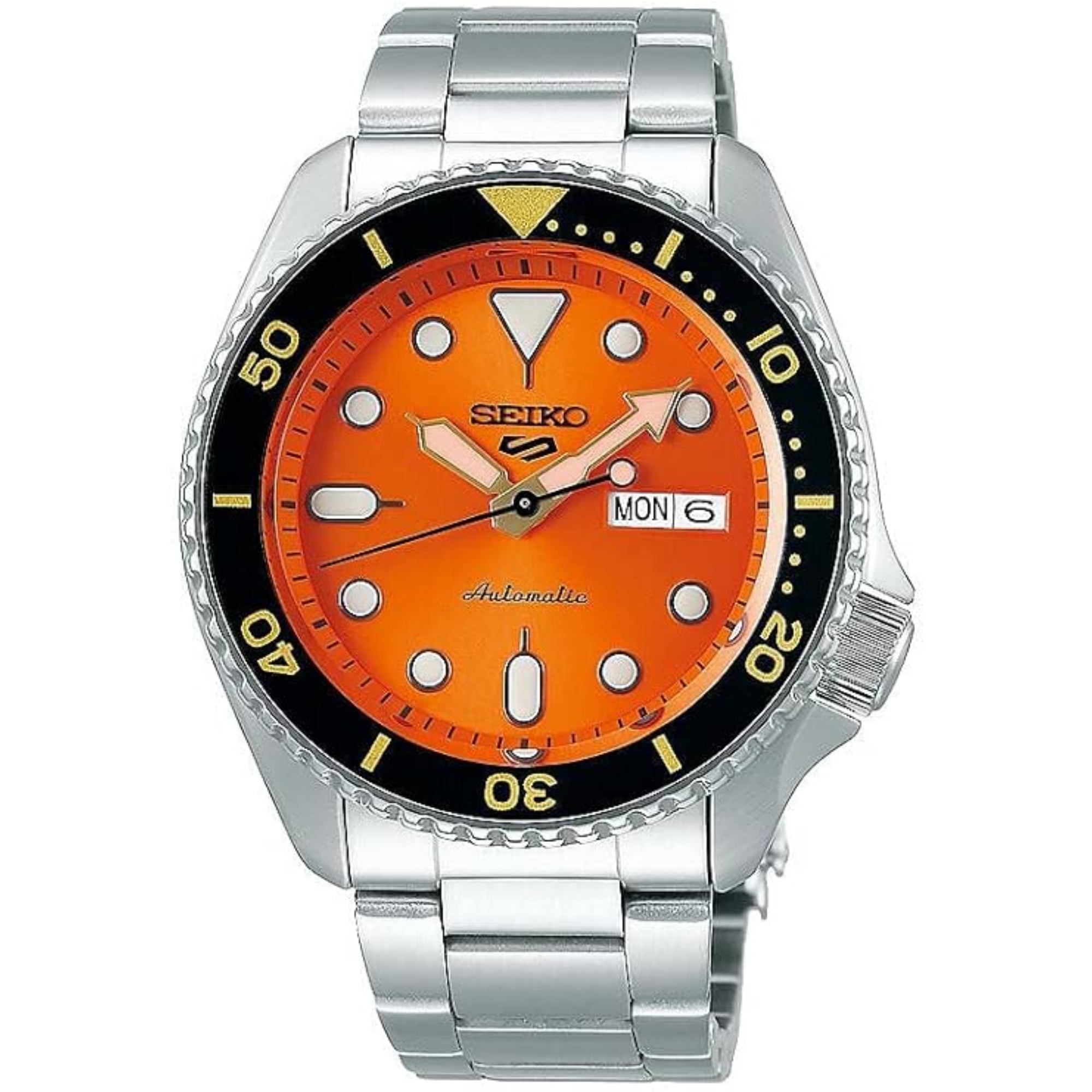 Seiko 5 Sports Automatic Orange Dial Stainless Steel Bracelet Men's Watch SRPD59K1