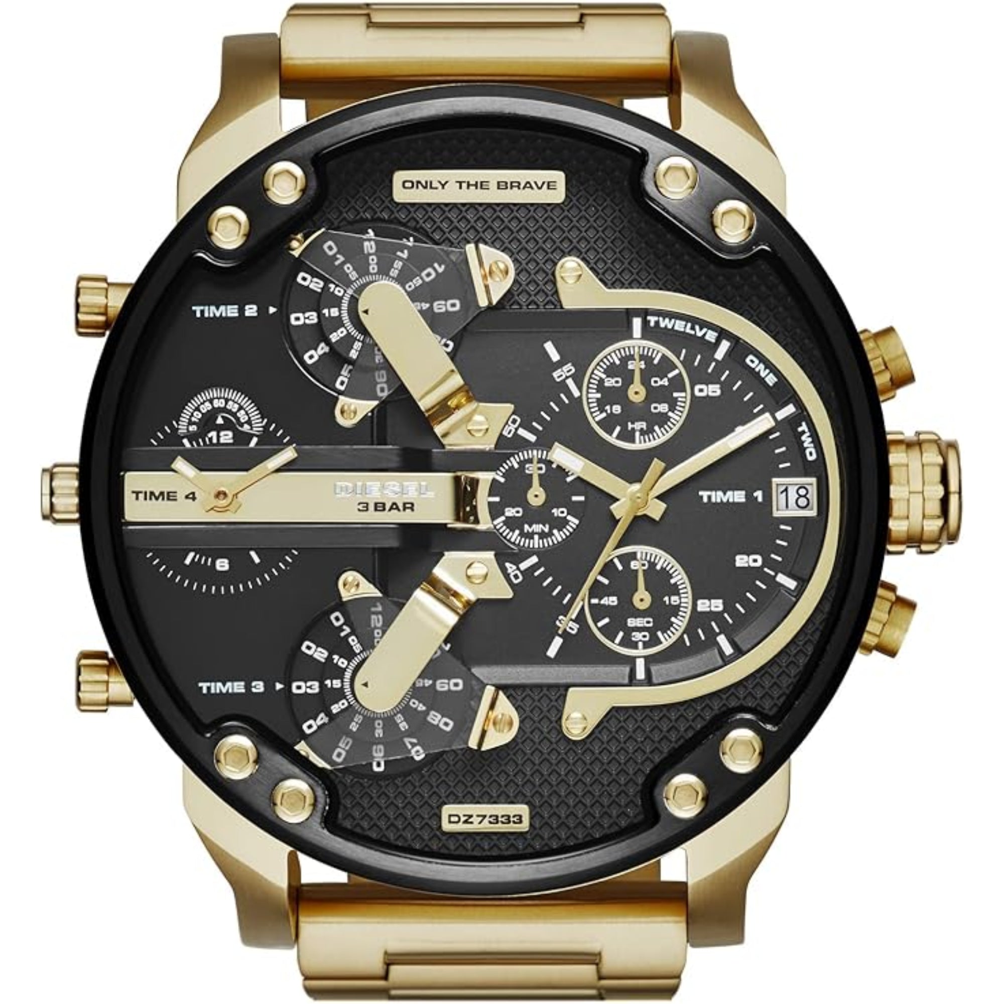 Diesel Mr. Daddy 2.0 Gold-Tone Dial Stainless Steel Strap Men's Watch DZ7333