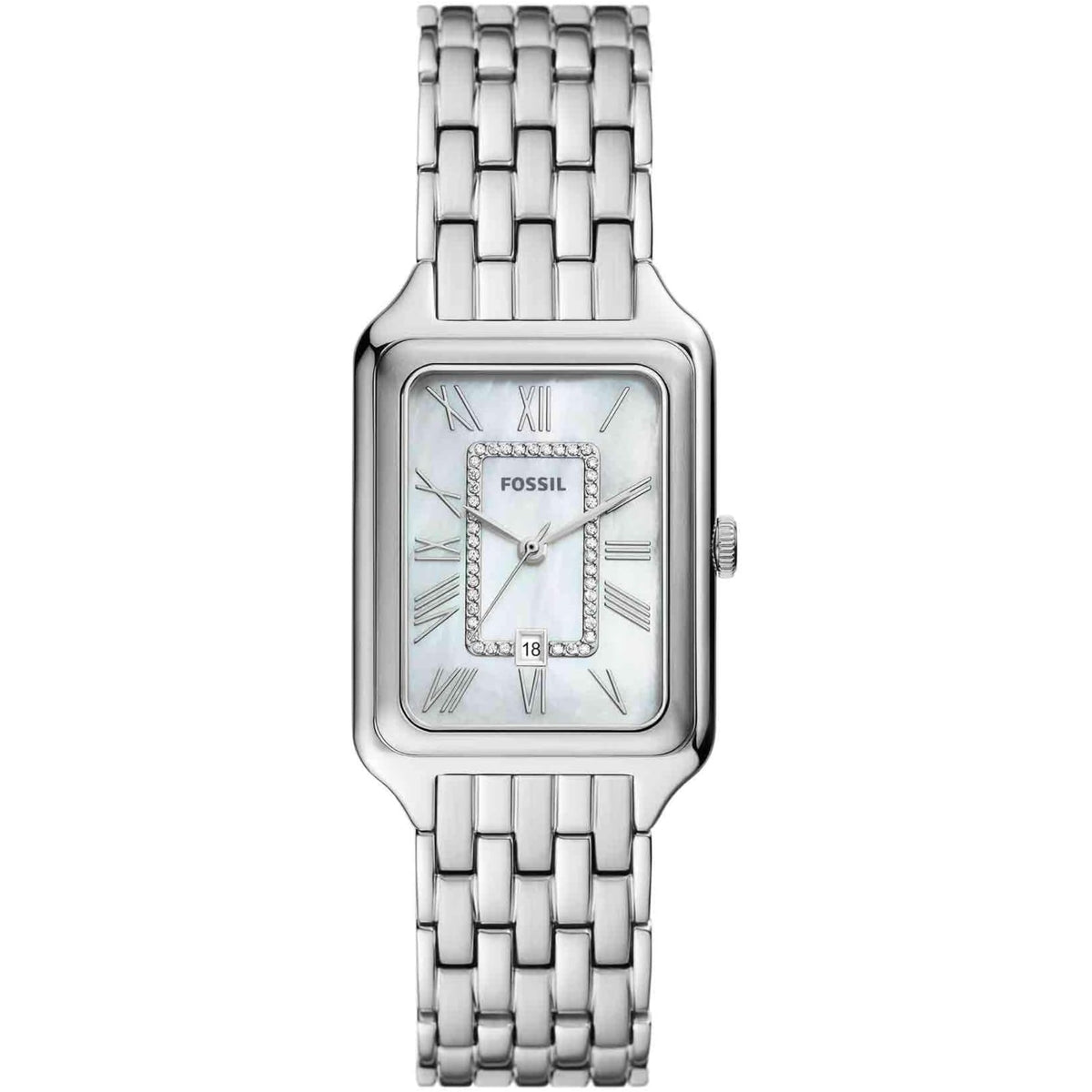 NWT Fossil Raquel Quartz White Dial Ladies Watch Fossil Raquel 18mm White Dial Steel Ladies Quartz Watch ES5468 main image 3