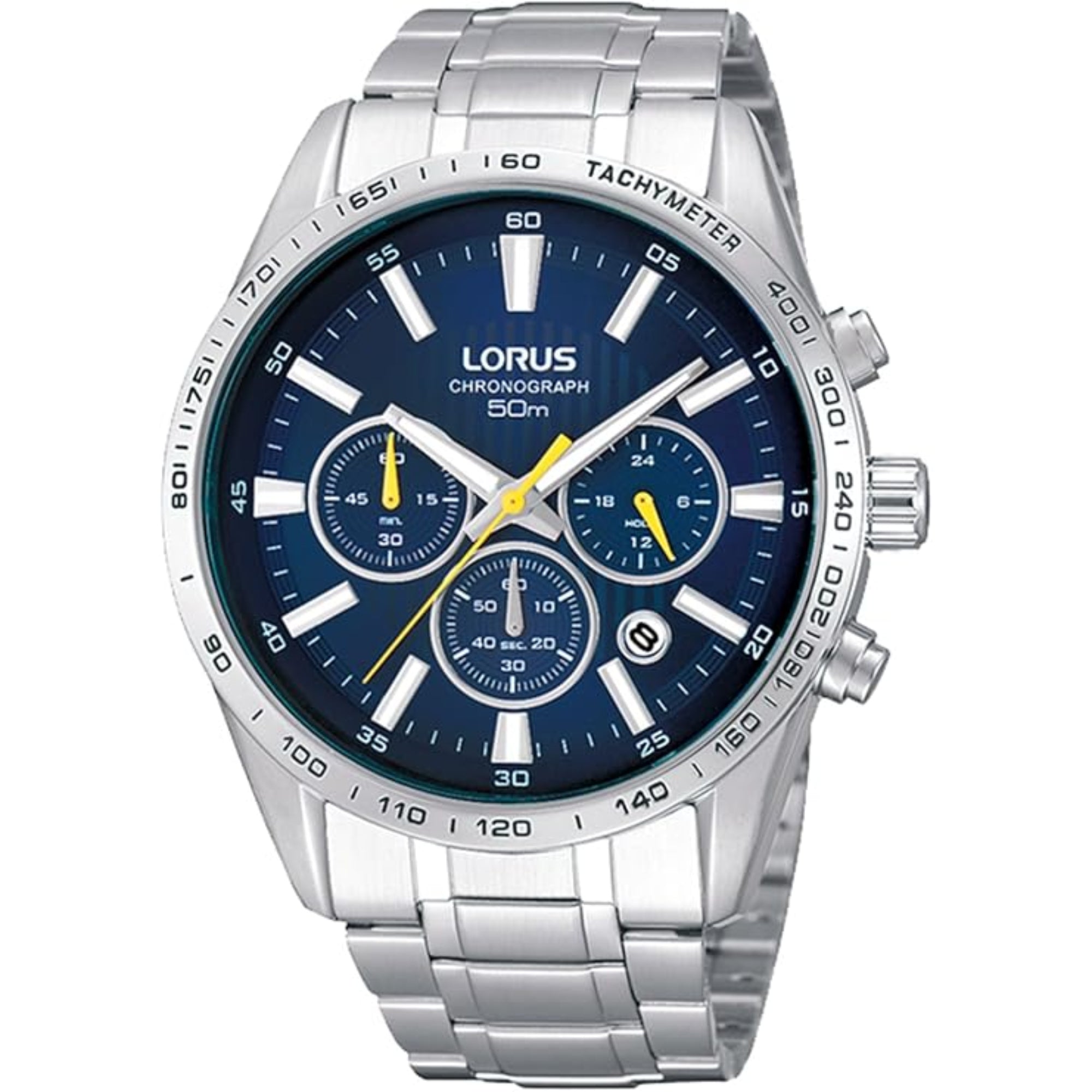 Lorus Sports Black Dial Stainless Steel Blue Dial Men's Watch Chronograph RT321CX9