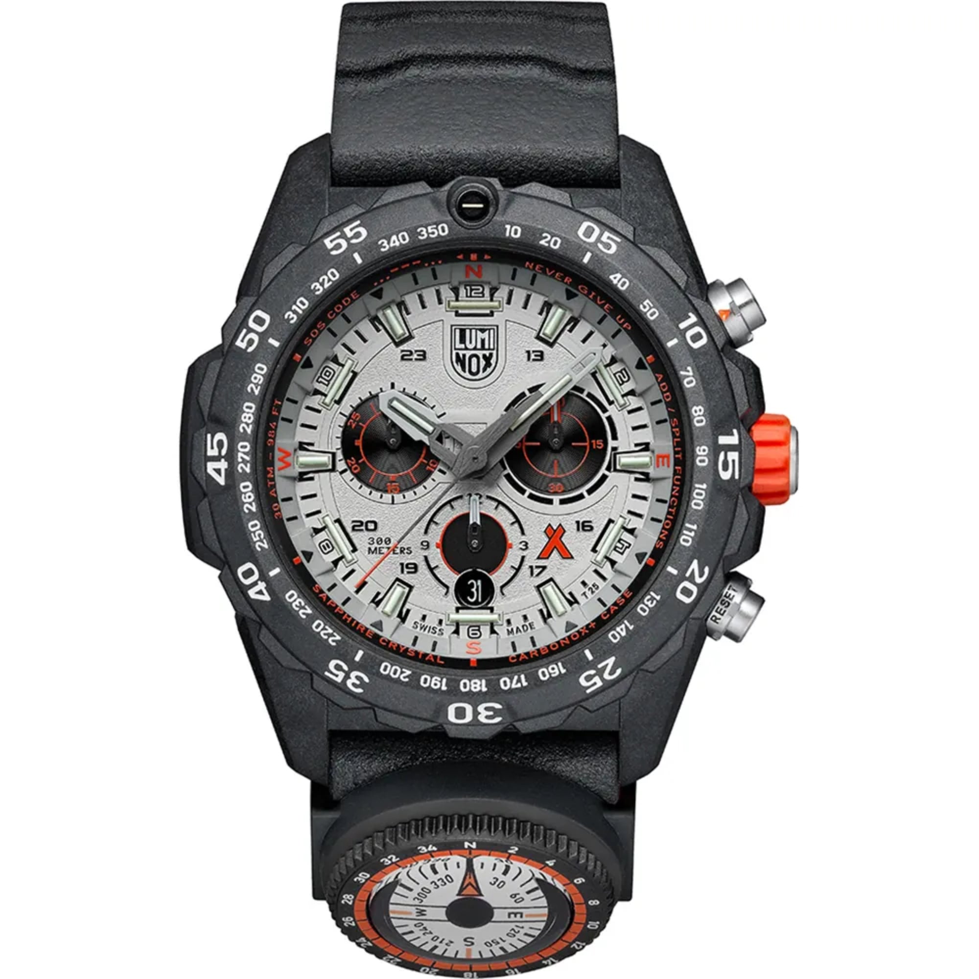 Luminox Bear Grylls Survival Master 3740 Series Quartz Grey Dial Black Rubber Strap Men's Watch XB.3748