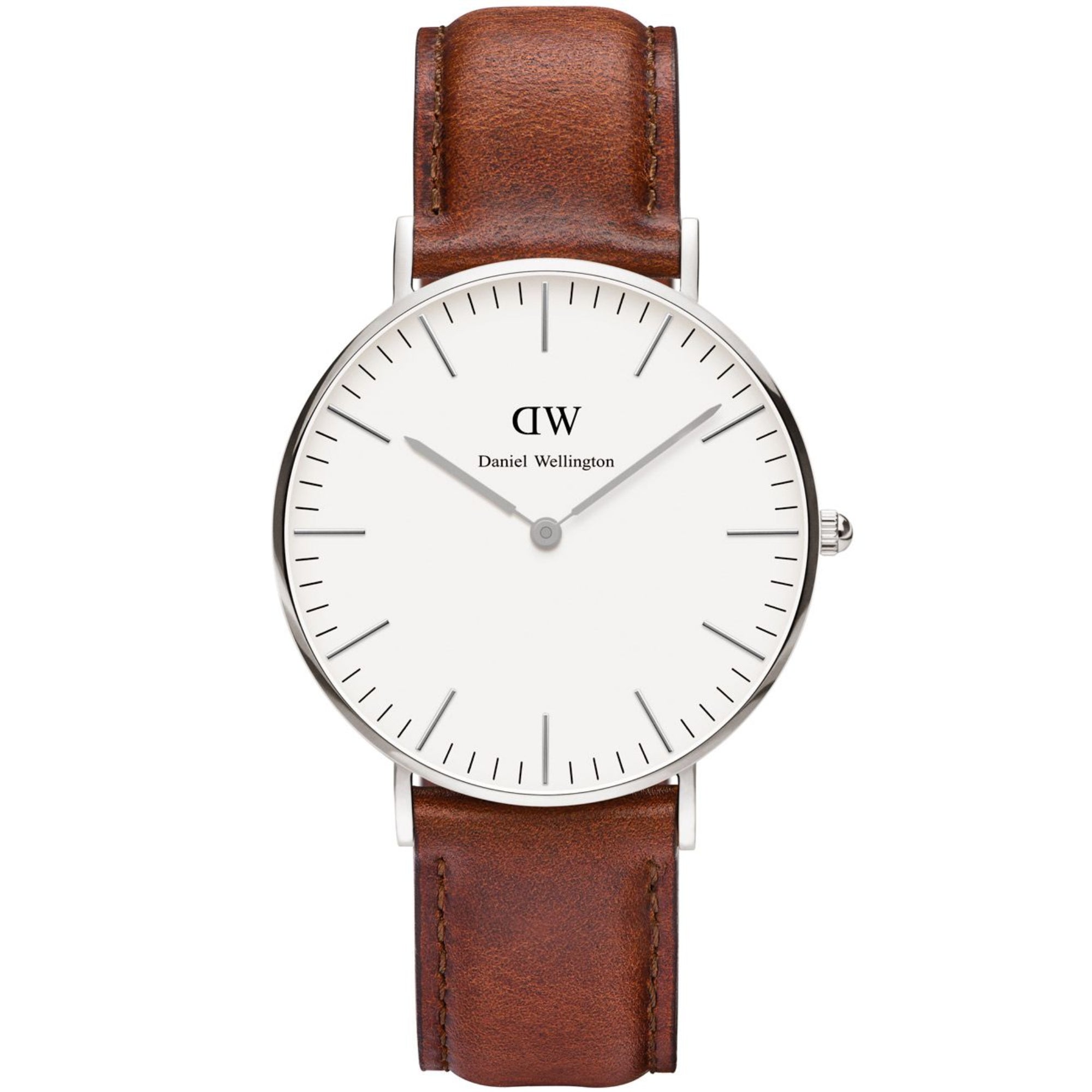 Daniel Wellington Brown Leather White Quartz Analog White Dial Unisex Watch 0607DW