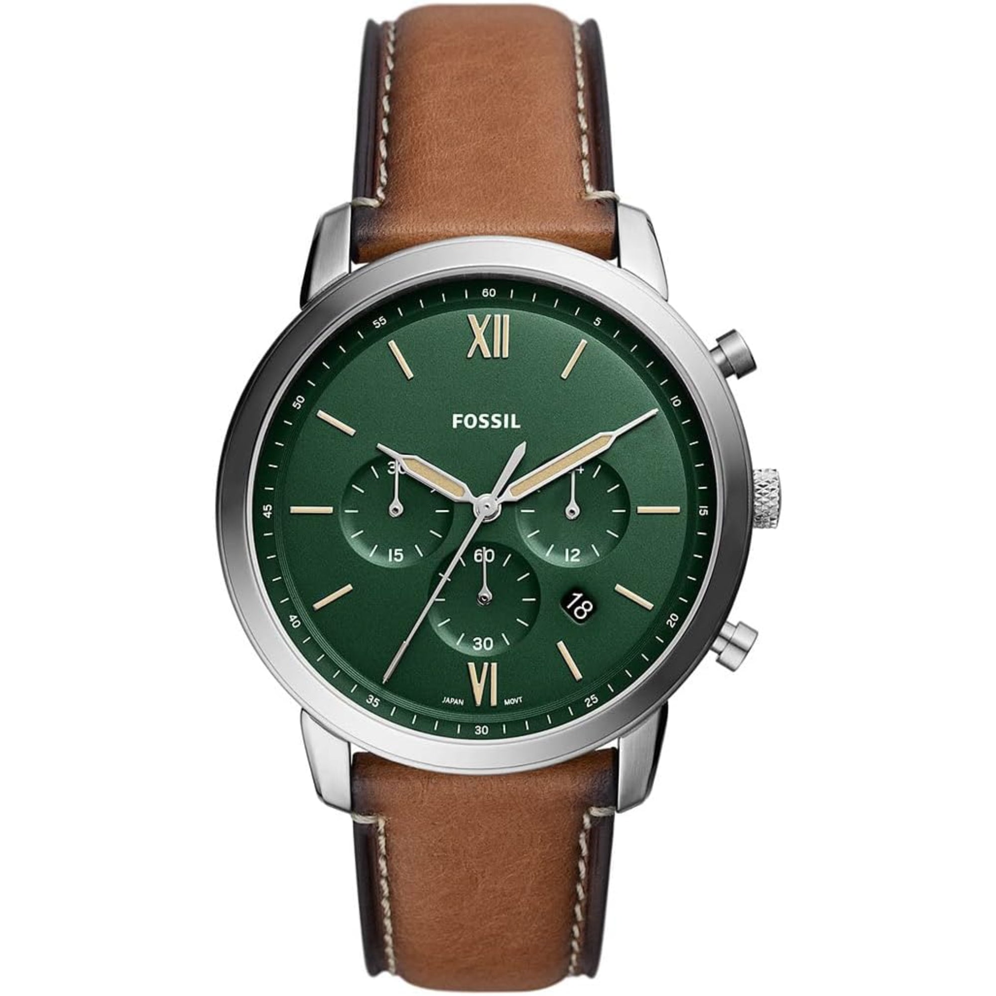Fossil Neutra Chronograph Tan LiteHide™ Leather Green Dial Men's Watch FS5963
