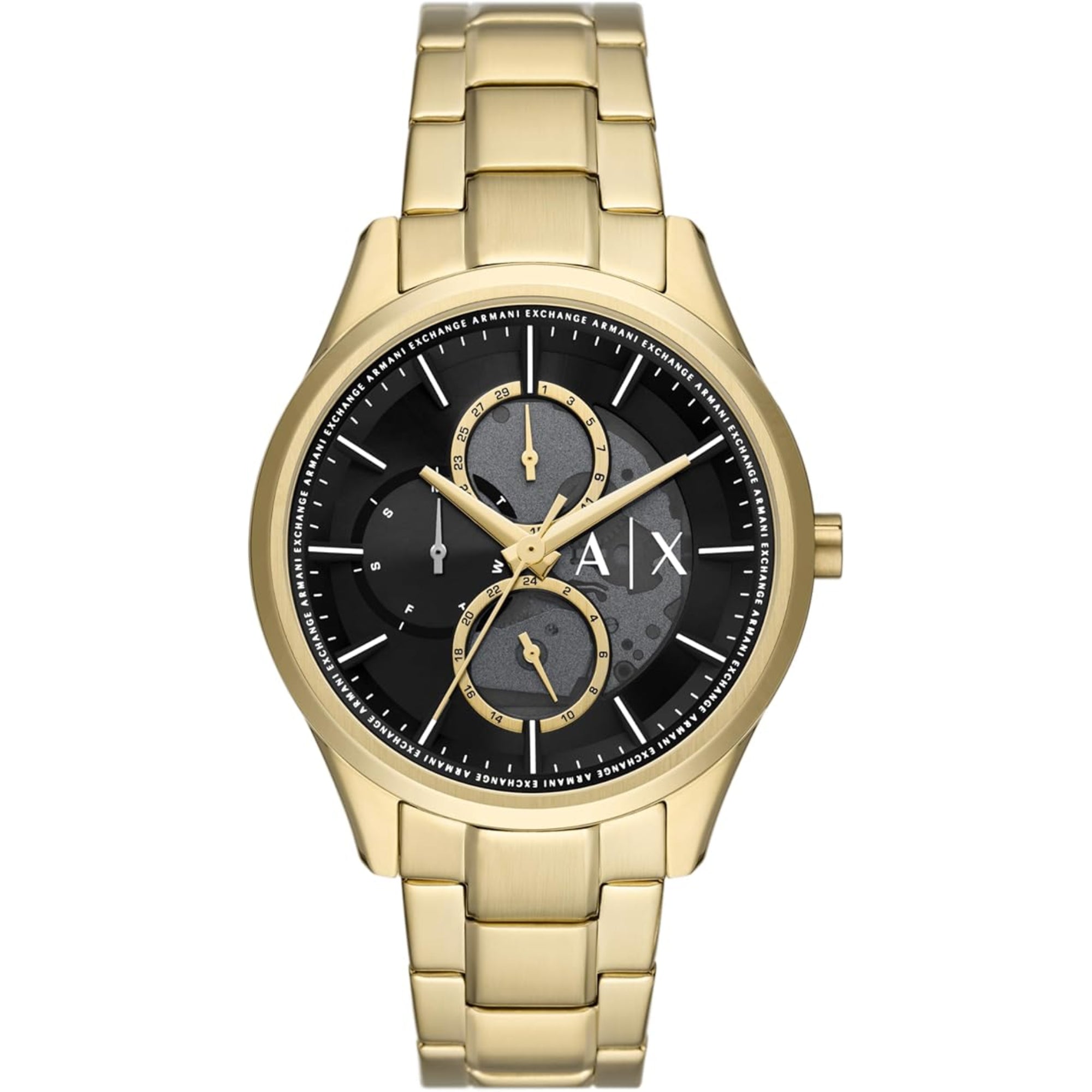 Armani Exchange Dante Chronograph Quartz Gold-Tone Stainless Steel Black Dial Men's Watch AX1875