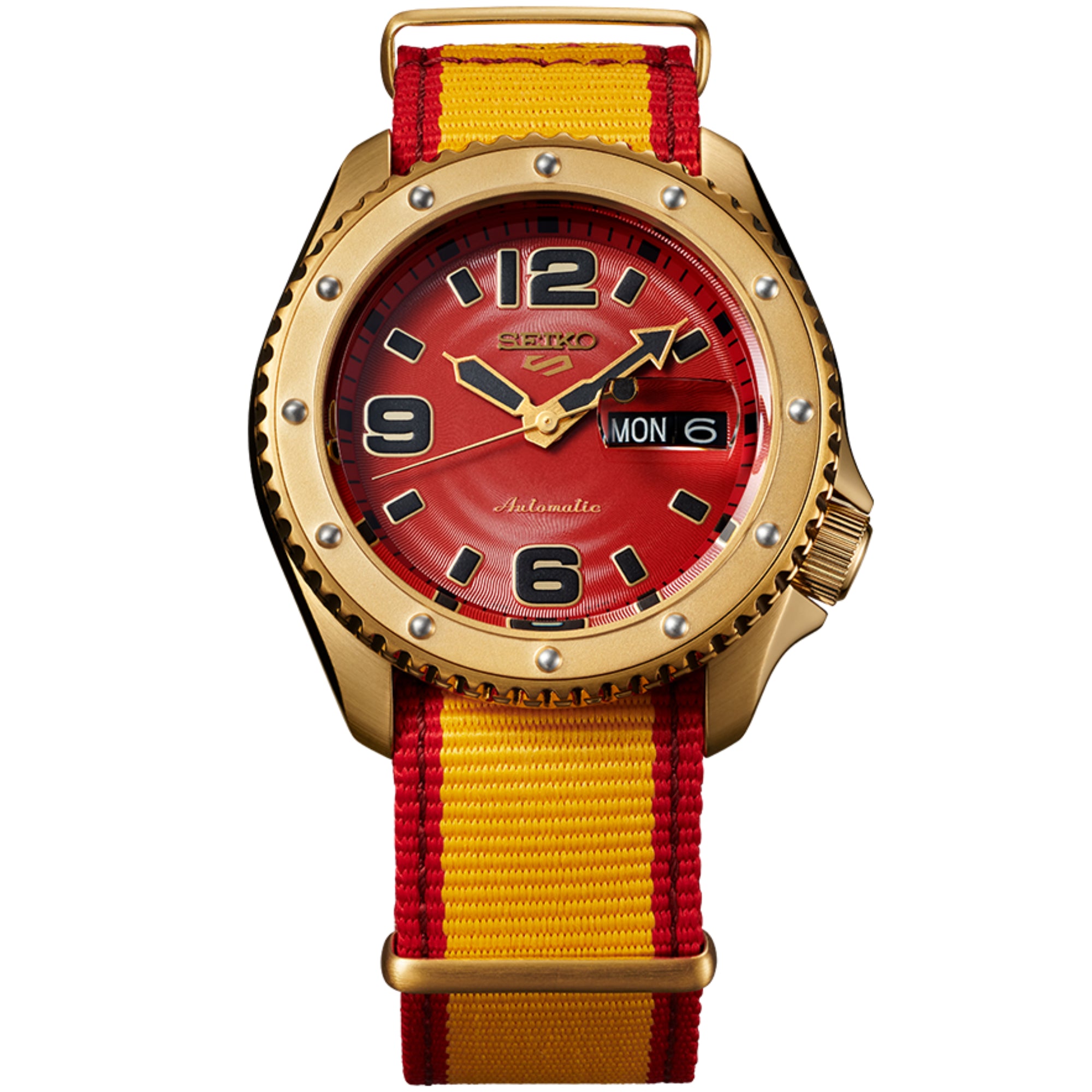Seiko 5 Sports Street Fighter Zangief Automatic Red Dial Nylon Strap Men's Watch SRPF24K1