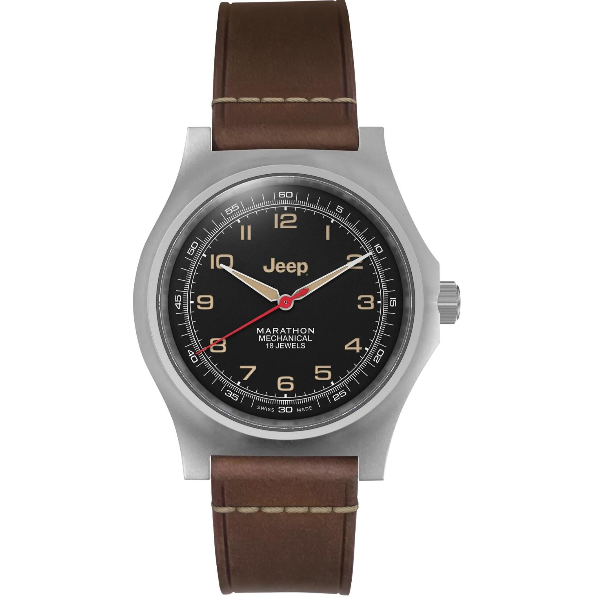 Marathon Jeep® Willys Officer's Mechanical Stainless Steel Black Dial Men's Watch (SSGPM) WW194033SS-4001