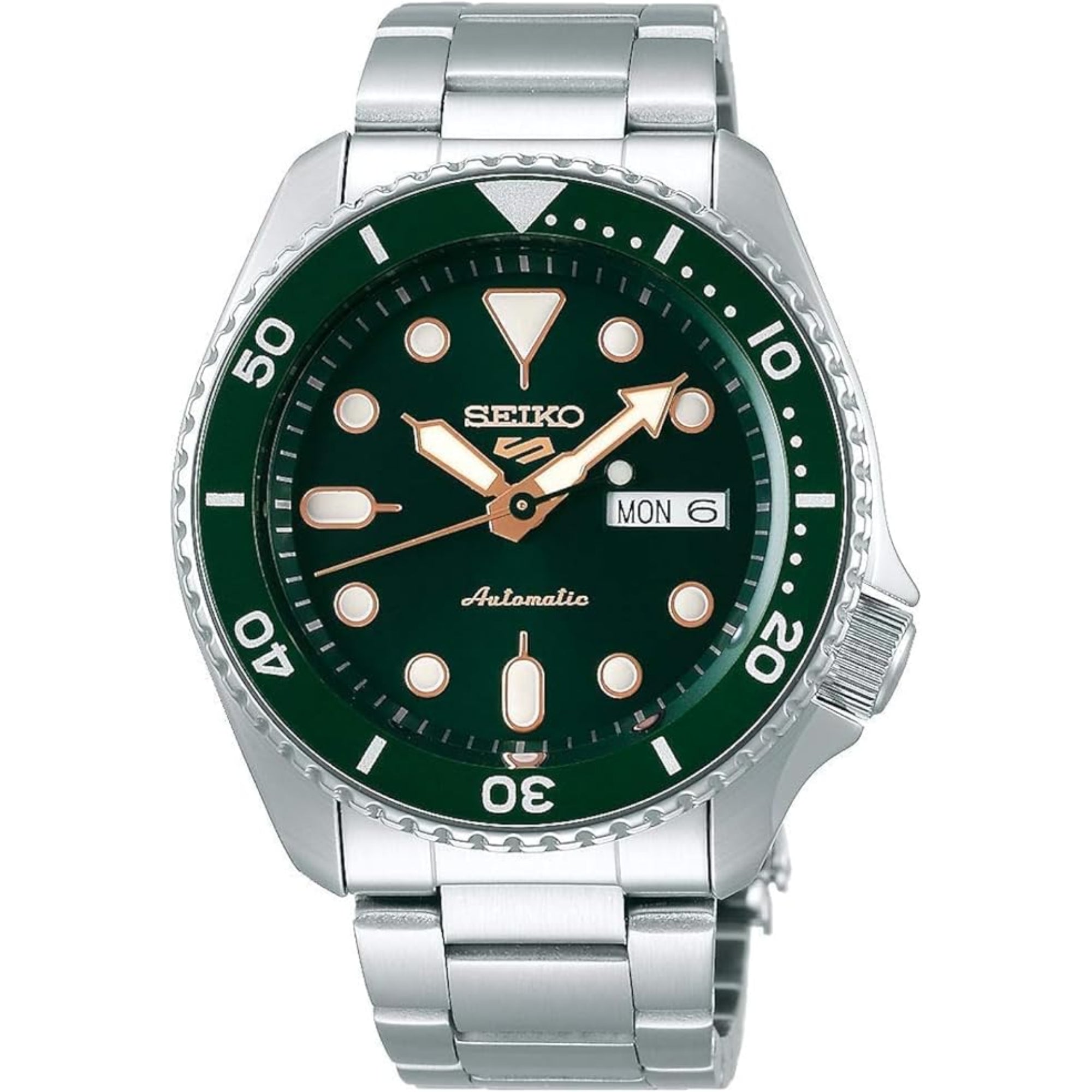 Seiko 5 Sports Green Dial Silver Stainless Steel Bracelet Automatic Men's Watch SRPD63K1