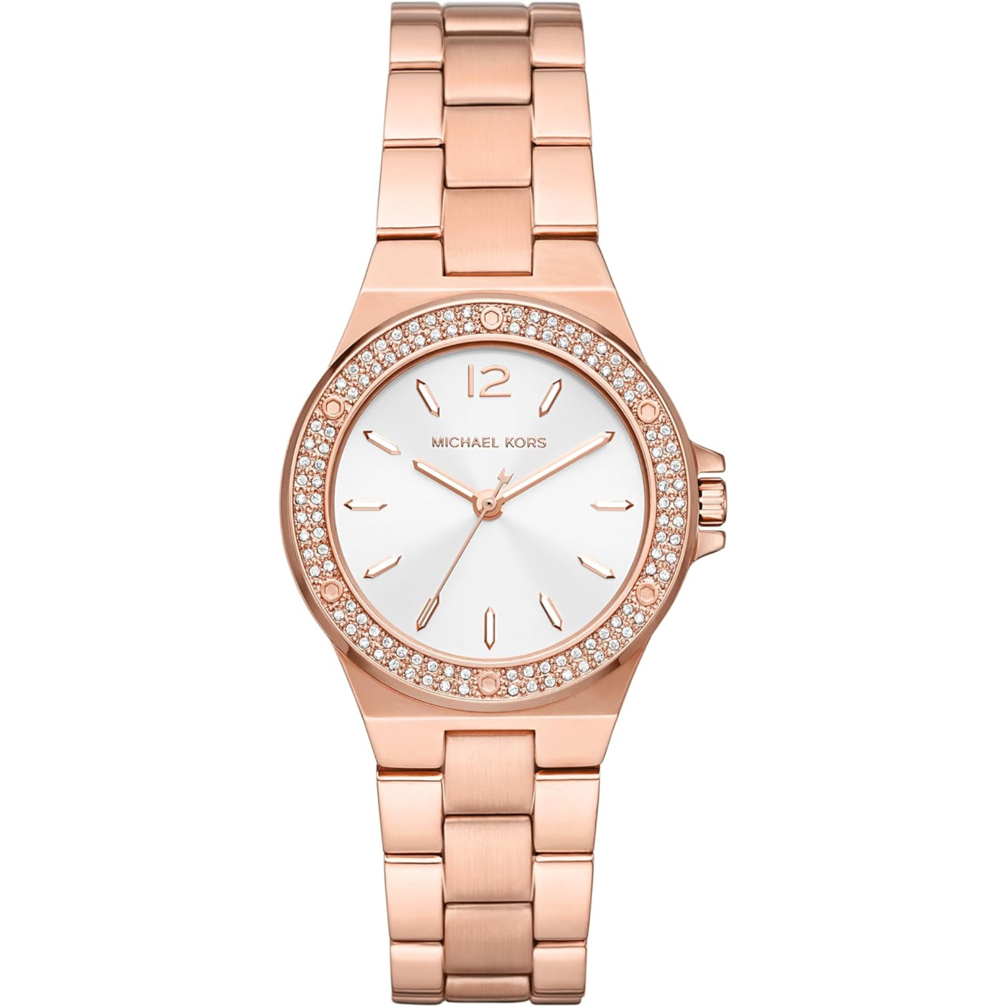 Michael Kors Mini Lennox Rose Gold-Tone Stainless Steel Bracelet White Dial Women's Watch MK7279