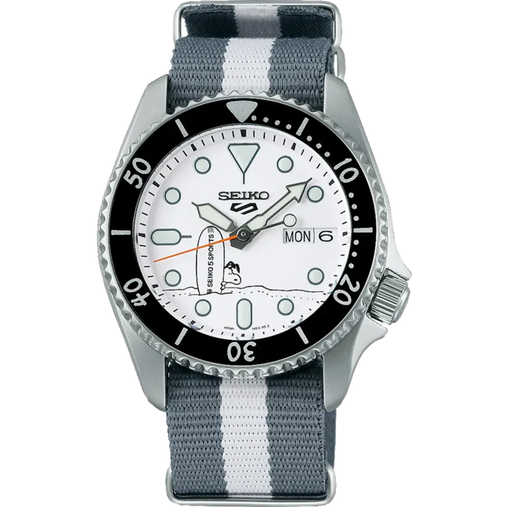 Seiko 5 Sports X Peanuts Surfboard Limited Edition Automatic White Dial Unisex Watch SRPK25K1