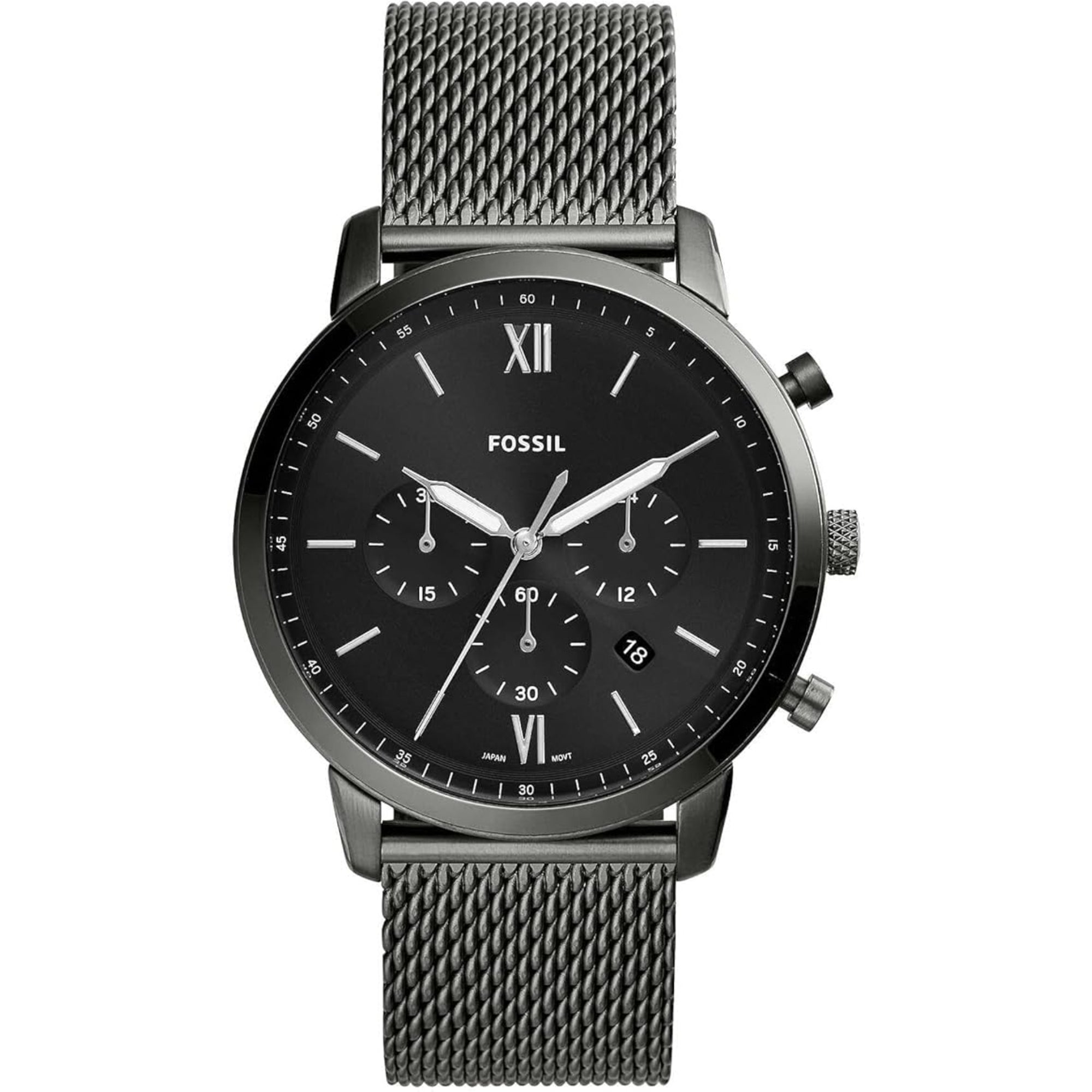 Fossil Neutra Chronograph Smoke Stainless Steel Mesh Black Dial Men's Watch FS5699