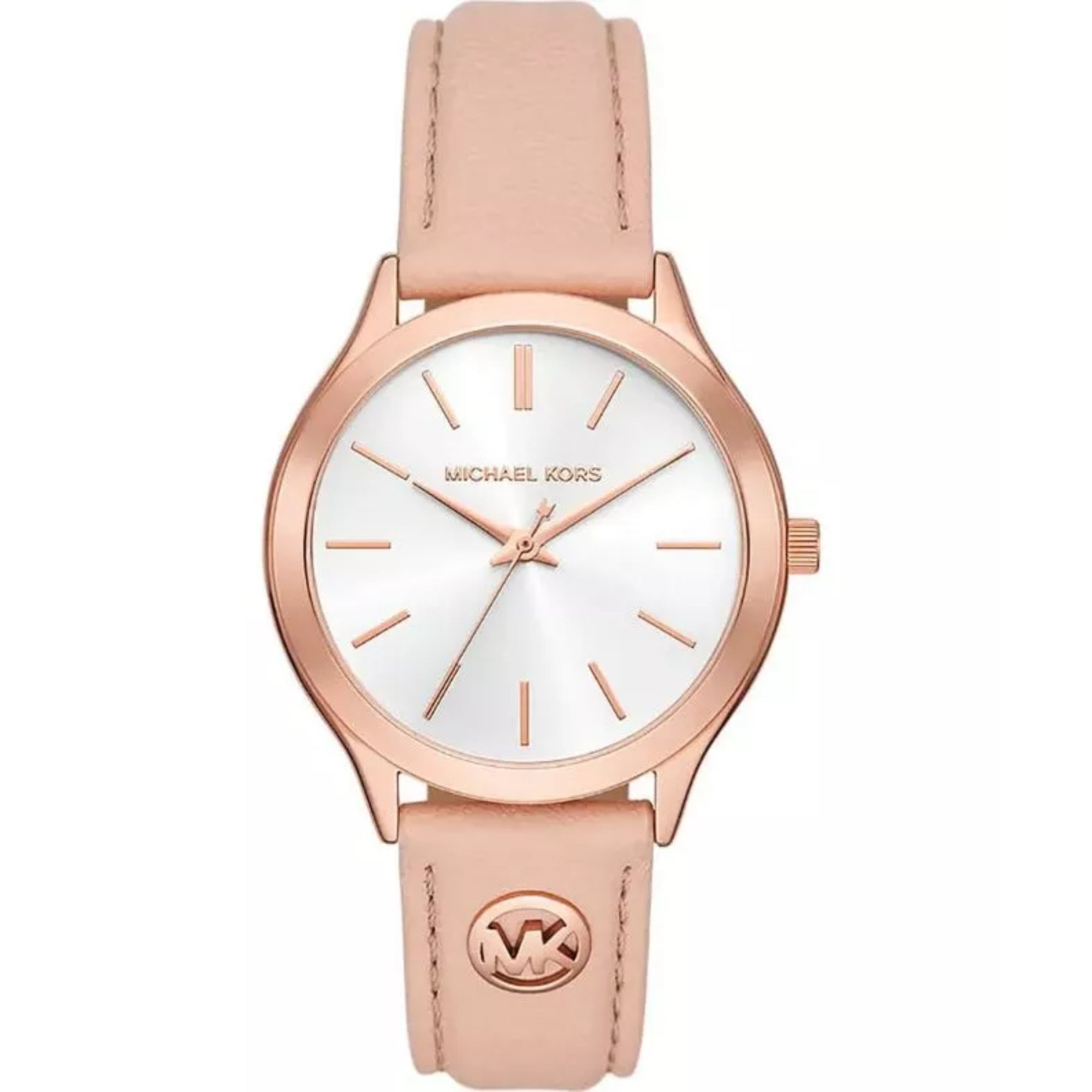 Michael Kors Slim Runway White Dial Leather Strap Ladies Women's Watch MK7467