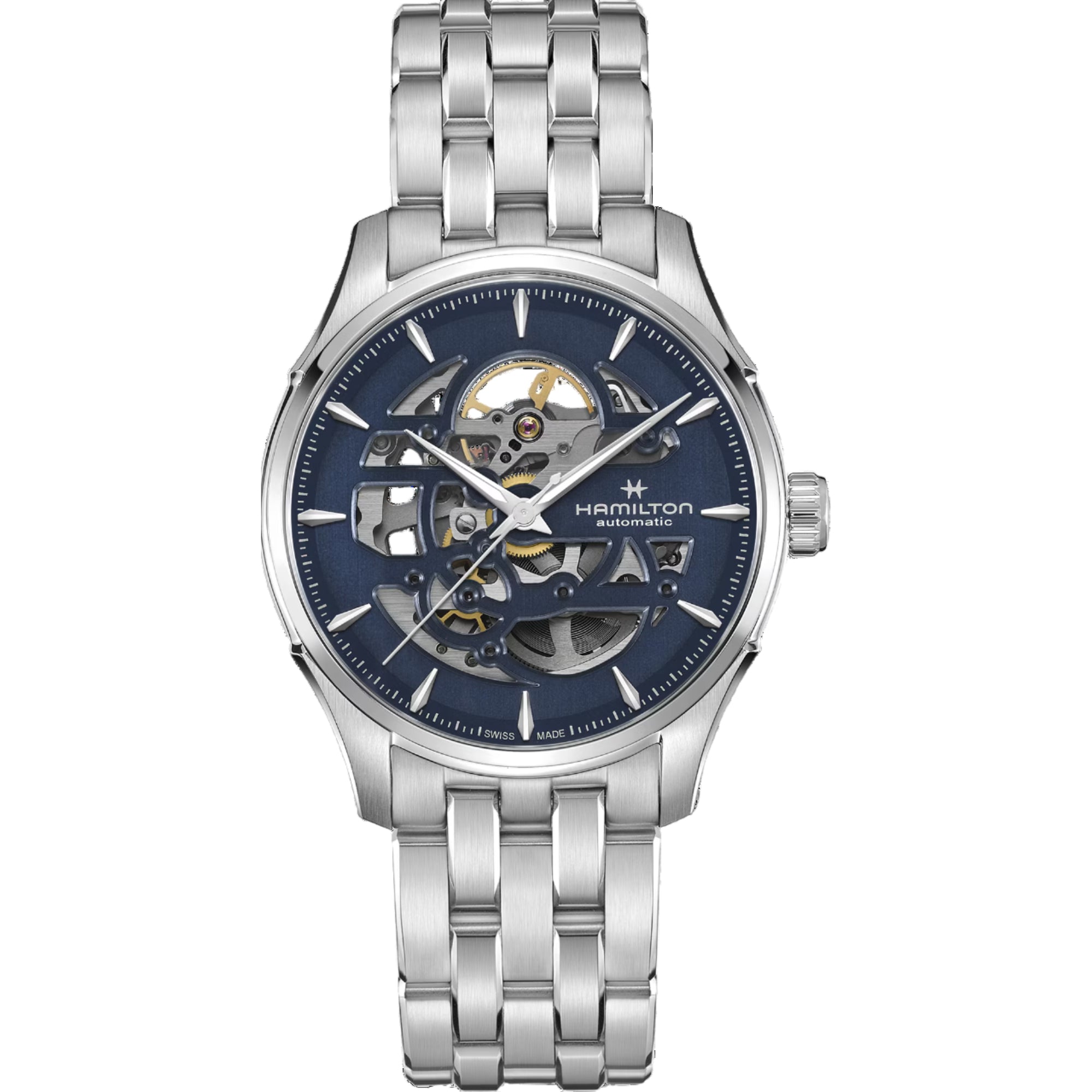 Hamilton Jazzmaster Skeleton Automatic Blue Dial Steel Strap Men's Watch H42535141