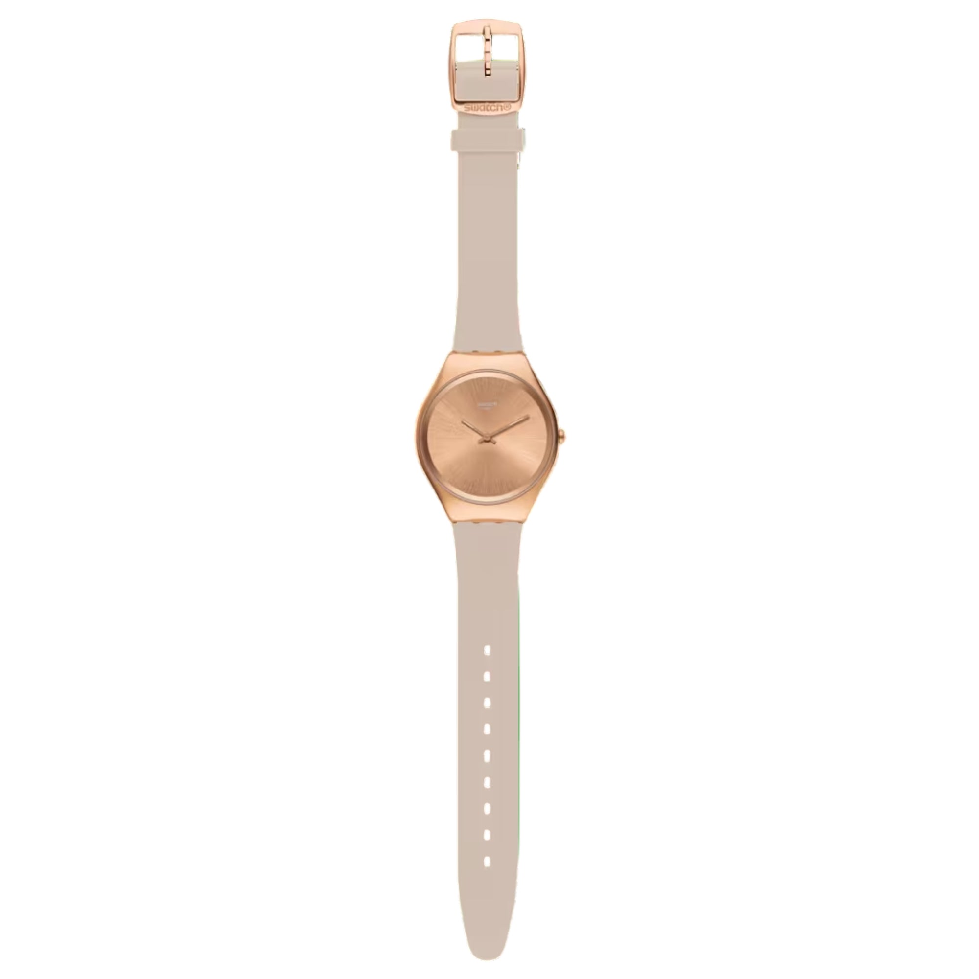 Swatch Skinrosee Silicone Strap Pink Dial Ladies Watch SYXG101