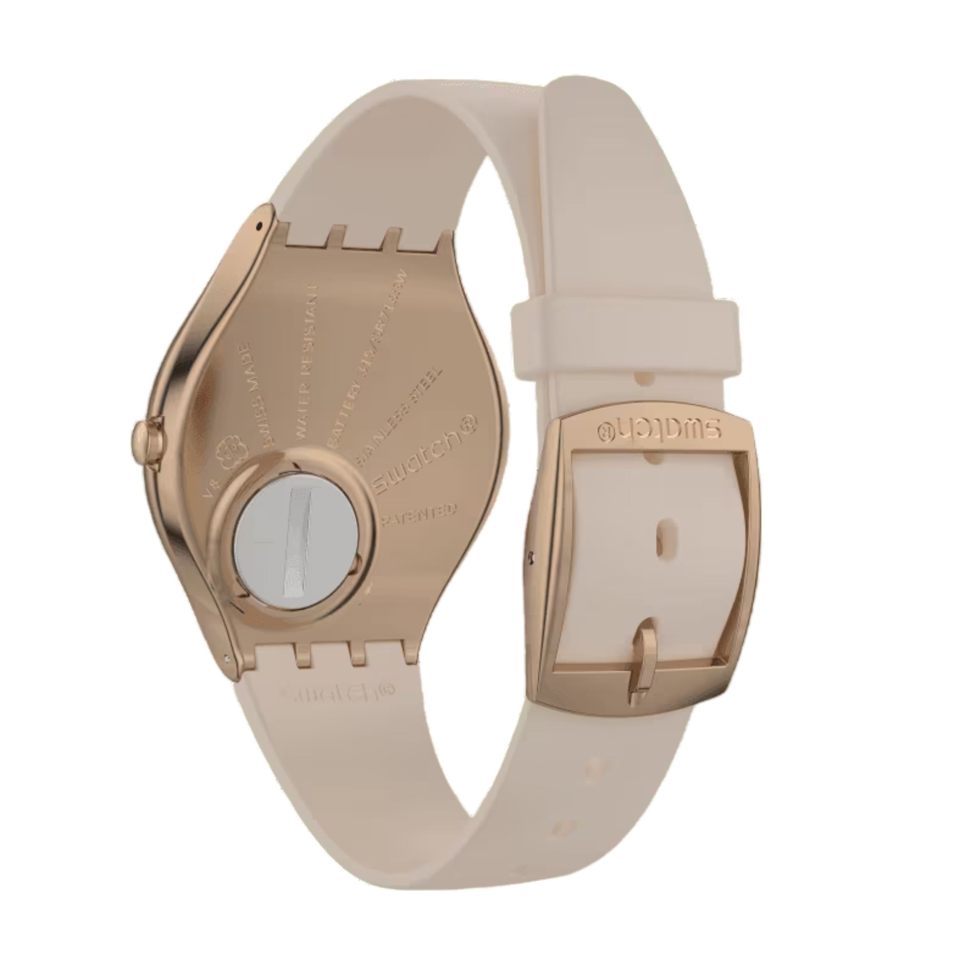 Swatch Skinrosee Silicone Strap Pink Dial Ladies Watch SYXG101
