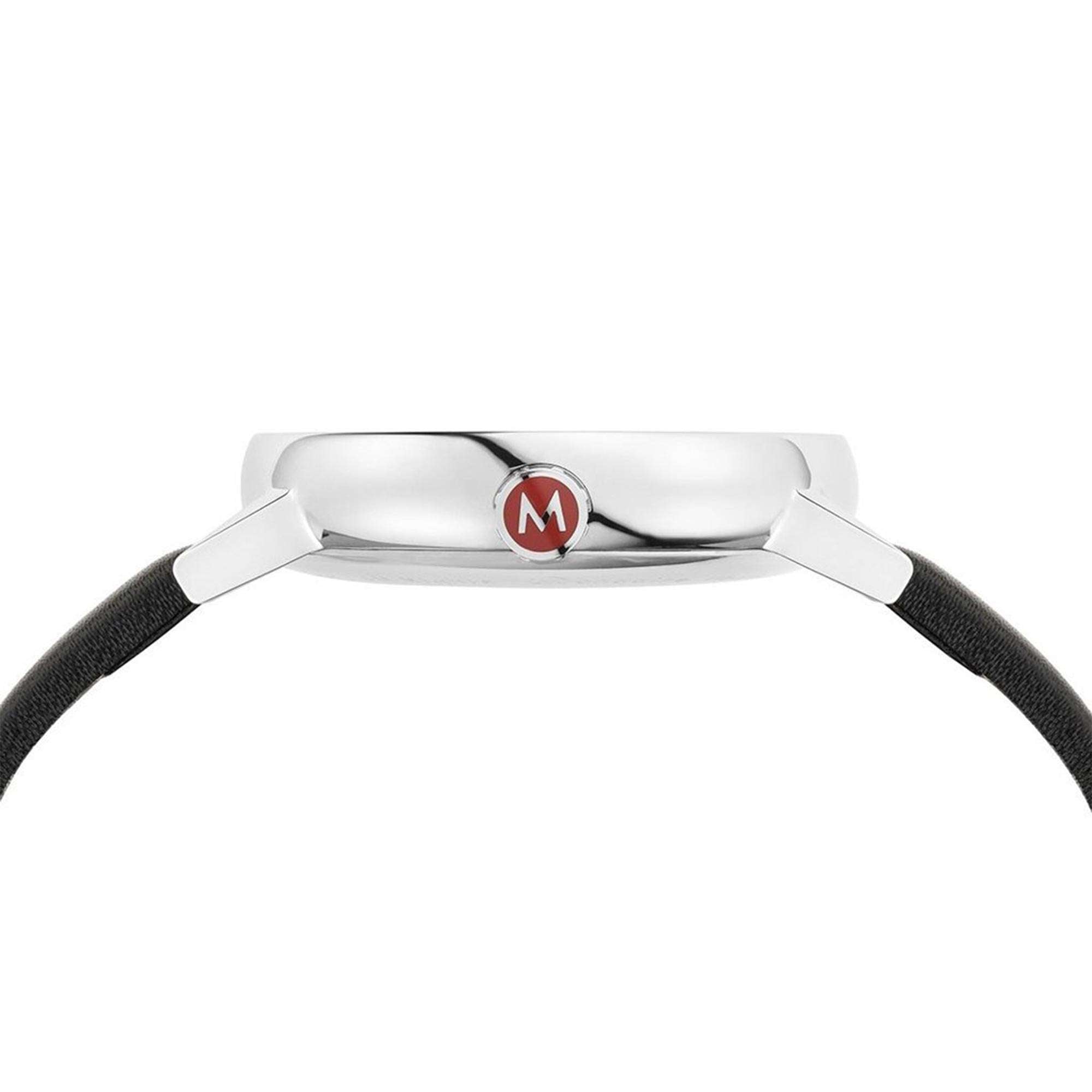 Mondaine evo2 Big Black Leather Strap White Dial Unisex Watch MSE.40210.LB