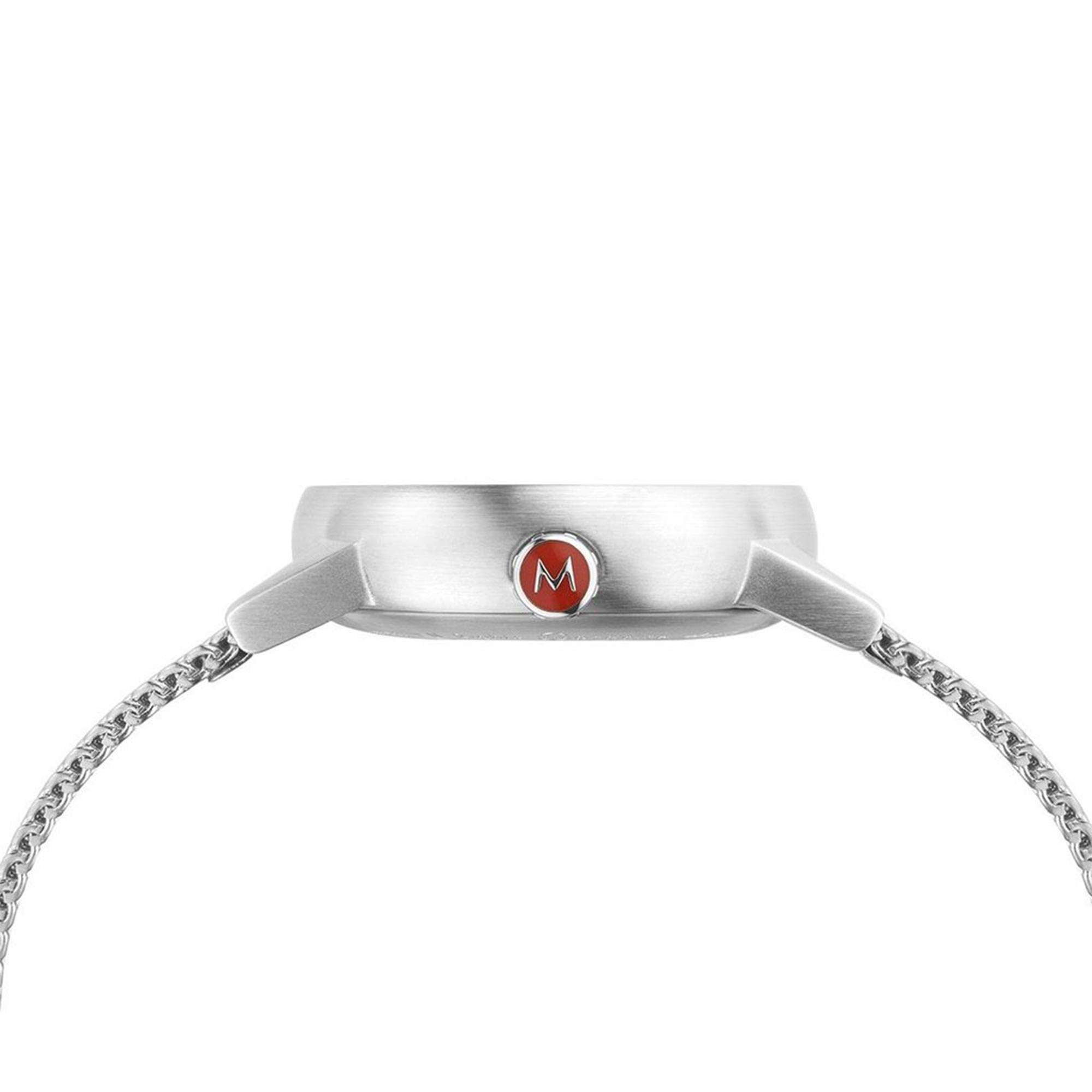 Mondaine evo2 Big Stainless Steel Case Mesh Bracelet White Dial Ladies Watch MSE.30210.SM