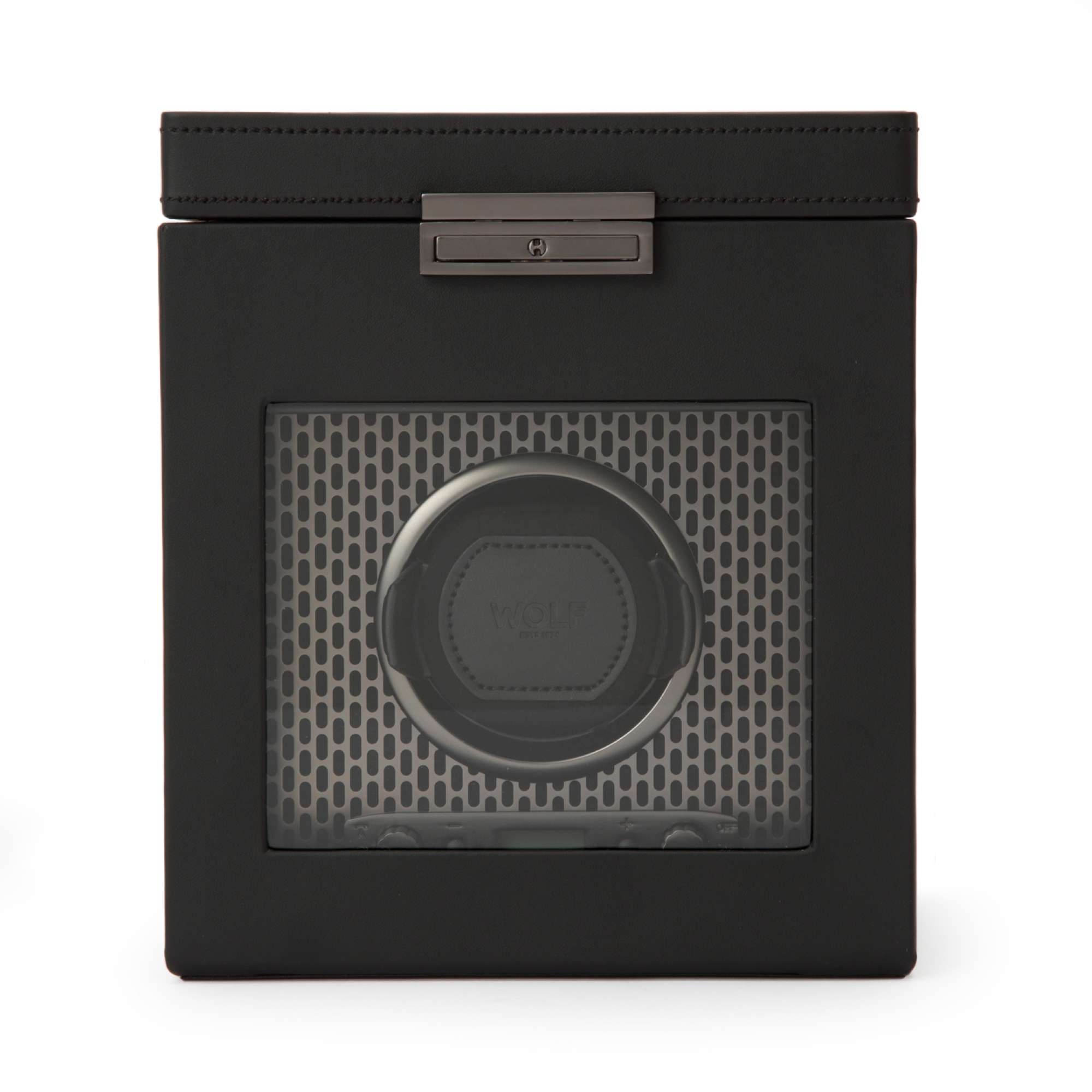 WOLF Axis Black Single Watch Winder With Storage 469203