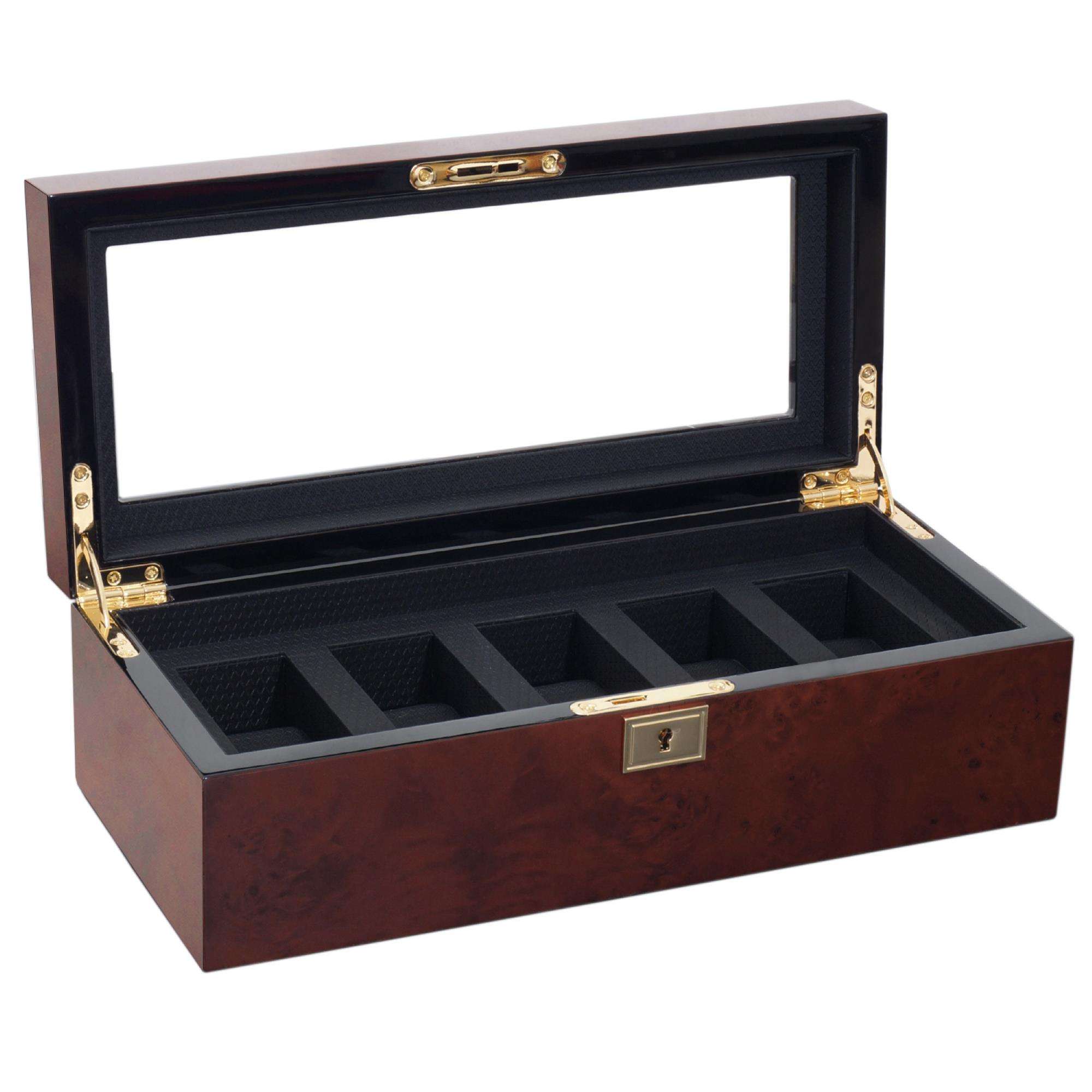 WOLF SAVOY BURL 5-PIECE WATCH STORAGE BOX 461510