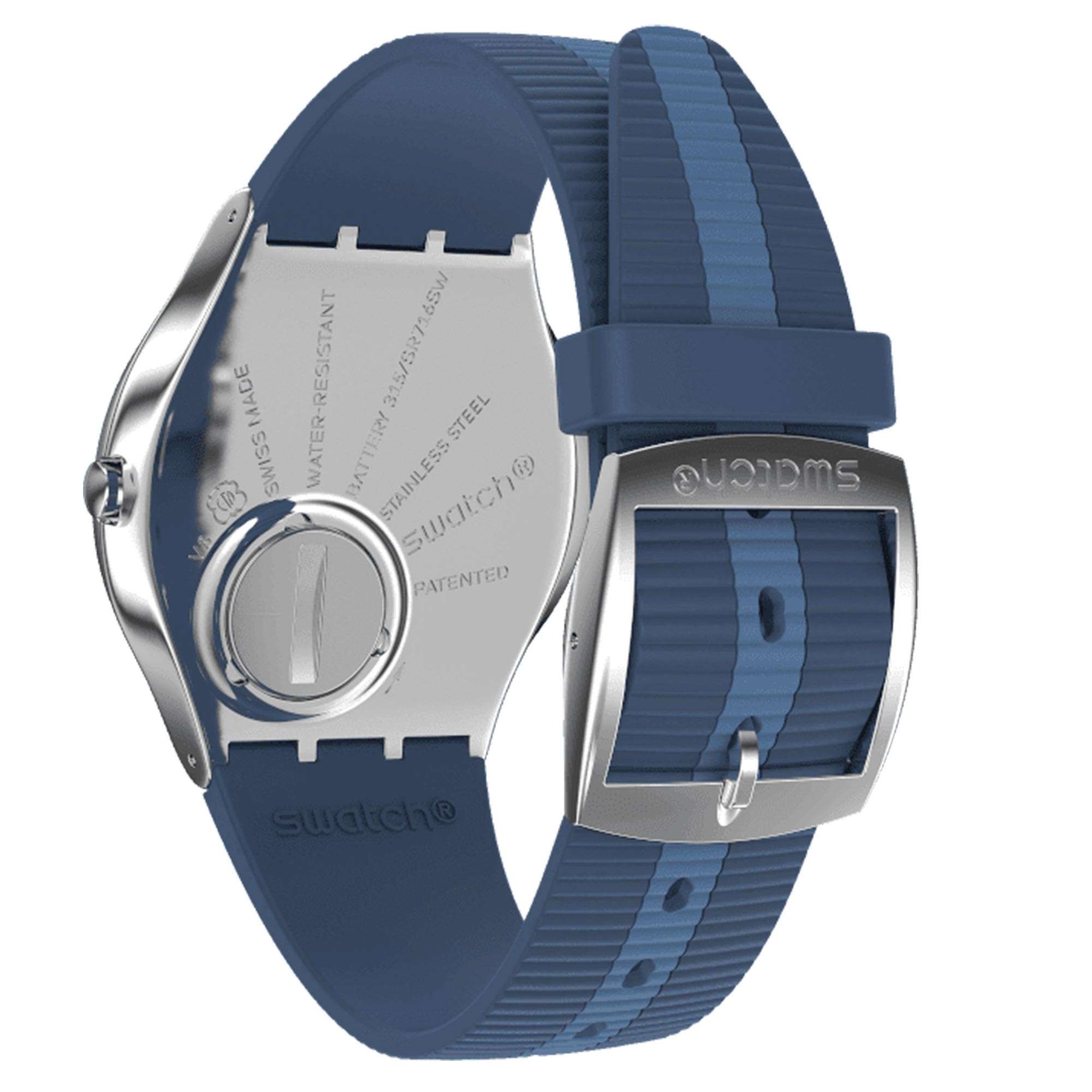 Swatch Bienne By Day Quartz Blue Dial Rubber Strap Watch SS07S111